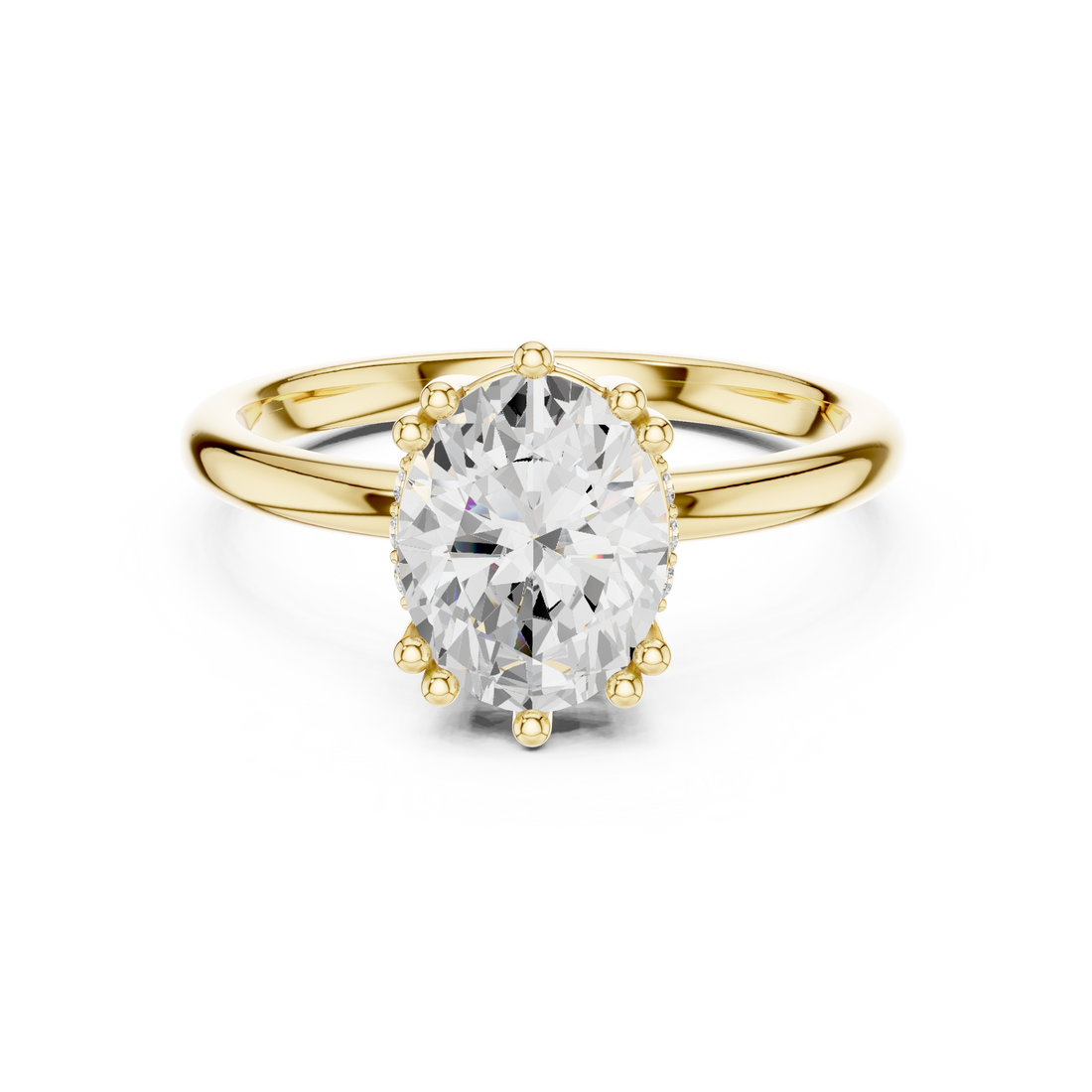 Oval Cut Solitaire Engagement Ring with Plain Band