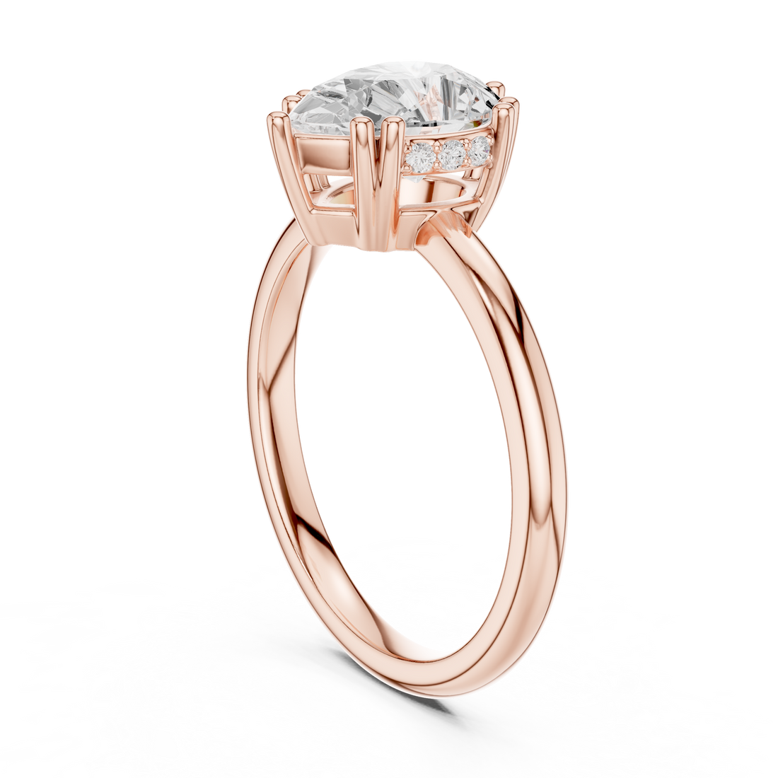 Pear Cut Solitaire Engagement Ring with Plain Band