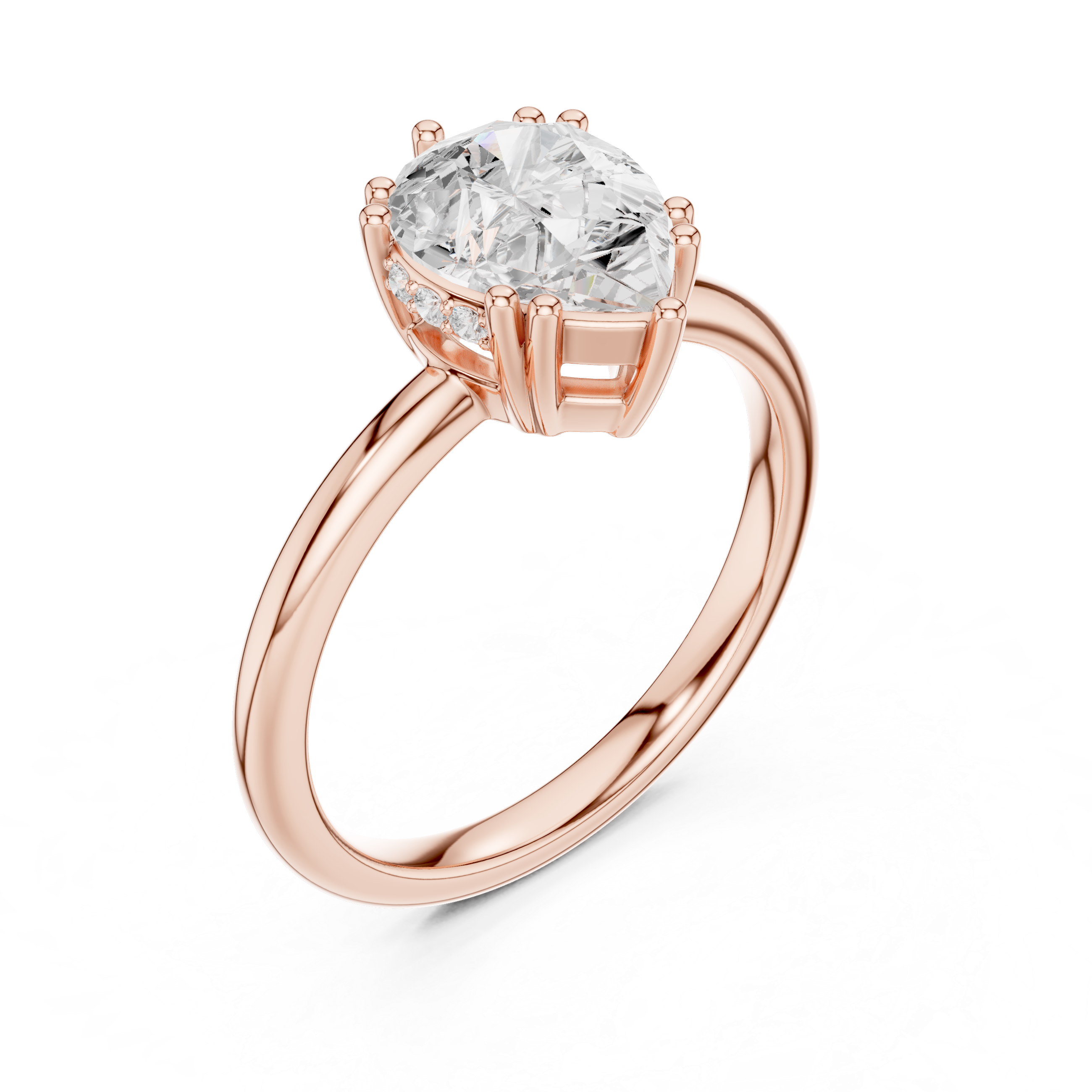 Pear Cut Solitaire Engagement Ring with Plain Band