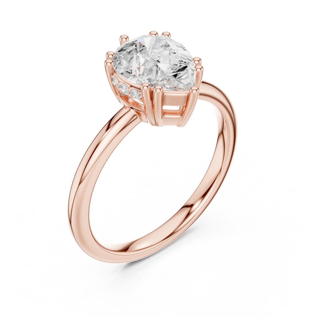 Pear Cut Solitaire Engagement Ring with Plain Band