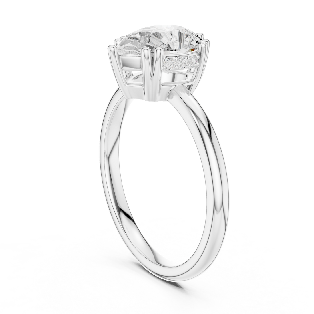 Pear Cut Solitaire Engagement Ring with Plain Band