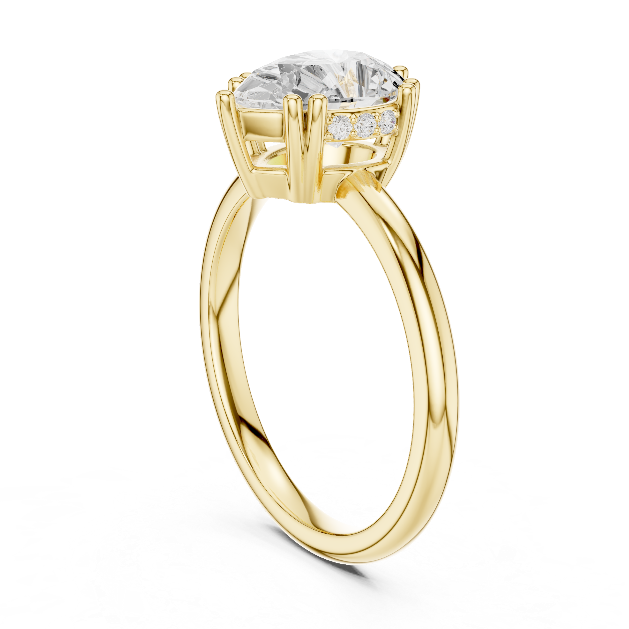 Pear Cut Solitaire Engagement Ring with Plain Band