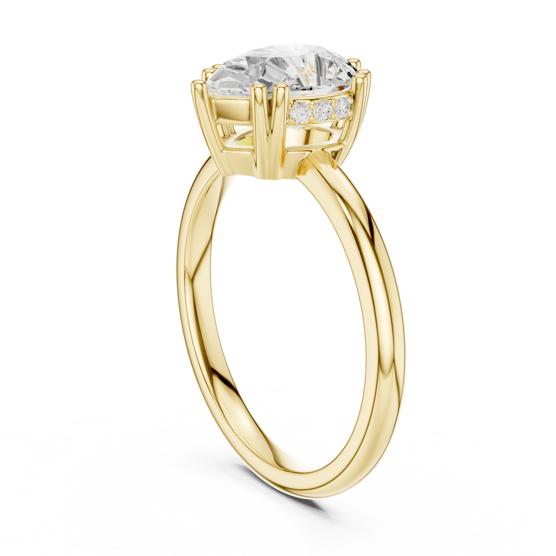 Pear Cut Solitaire Engagement Ring with Plain Band