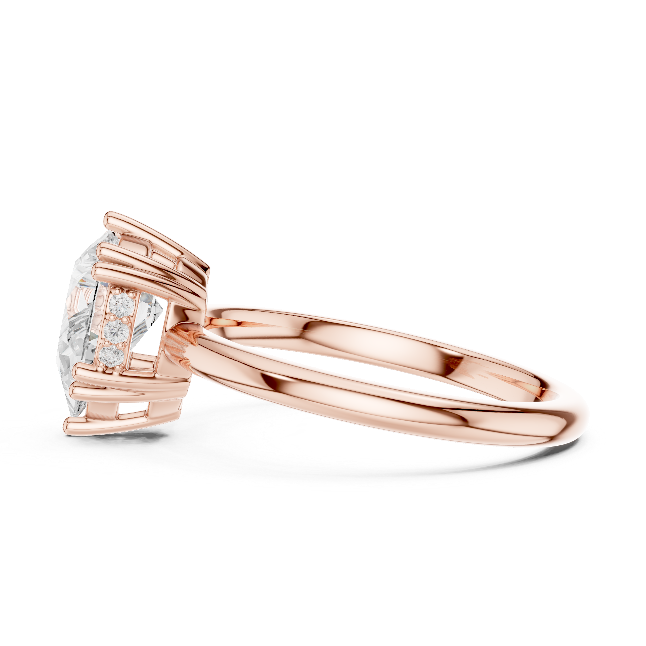 Pear Cut Solitaire Engagement Ring with Plain Band