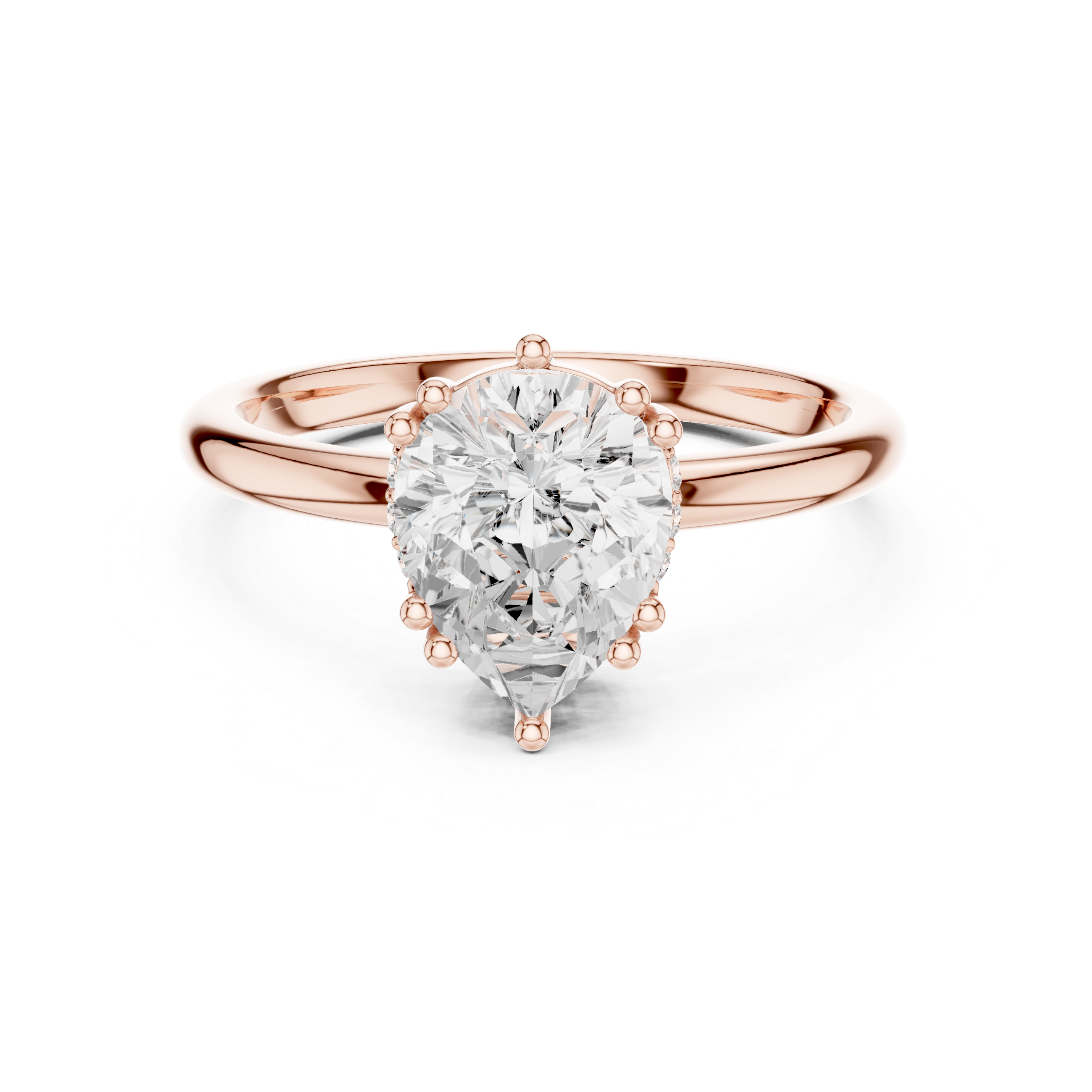 Pear Cut Solitaire Engagement Ring with Plain Band