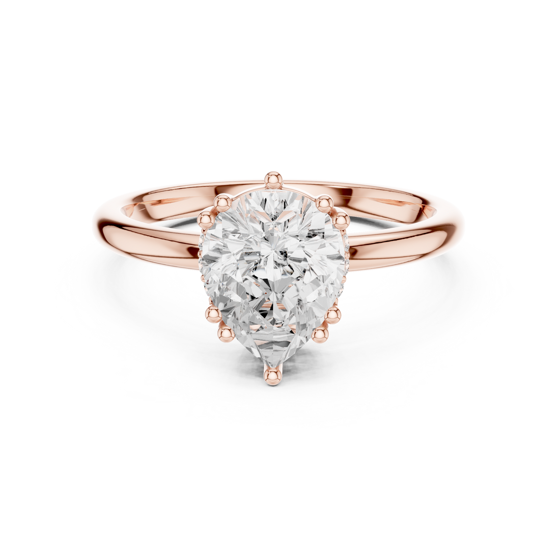 Pear Cut Solitaire Engagement Ring with Plain Band