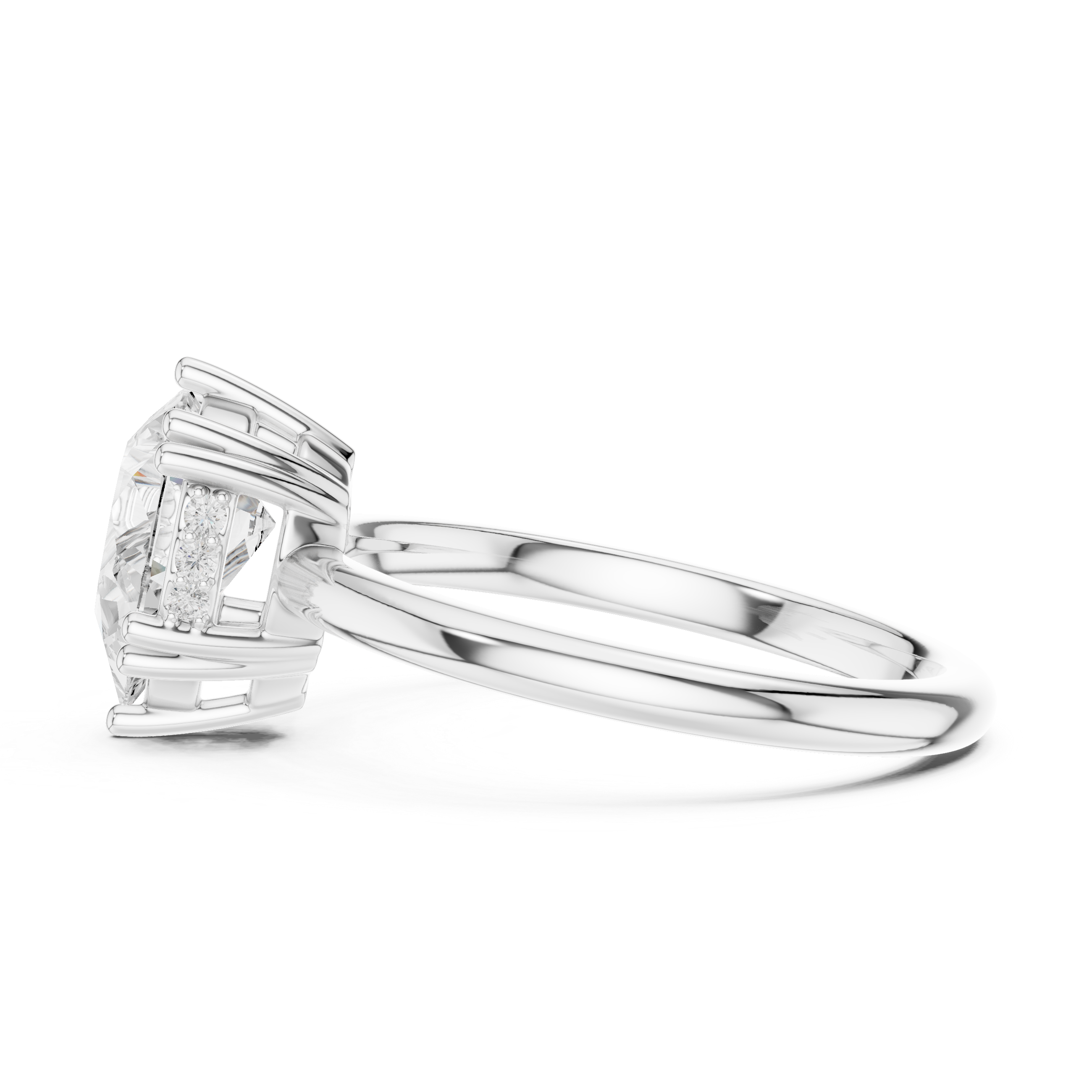 Pear Cut Solitaire Engagement Ring with Plain Band