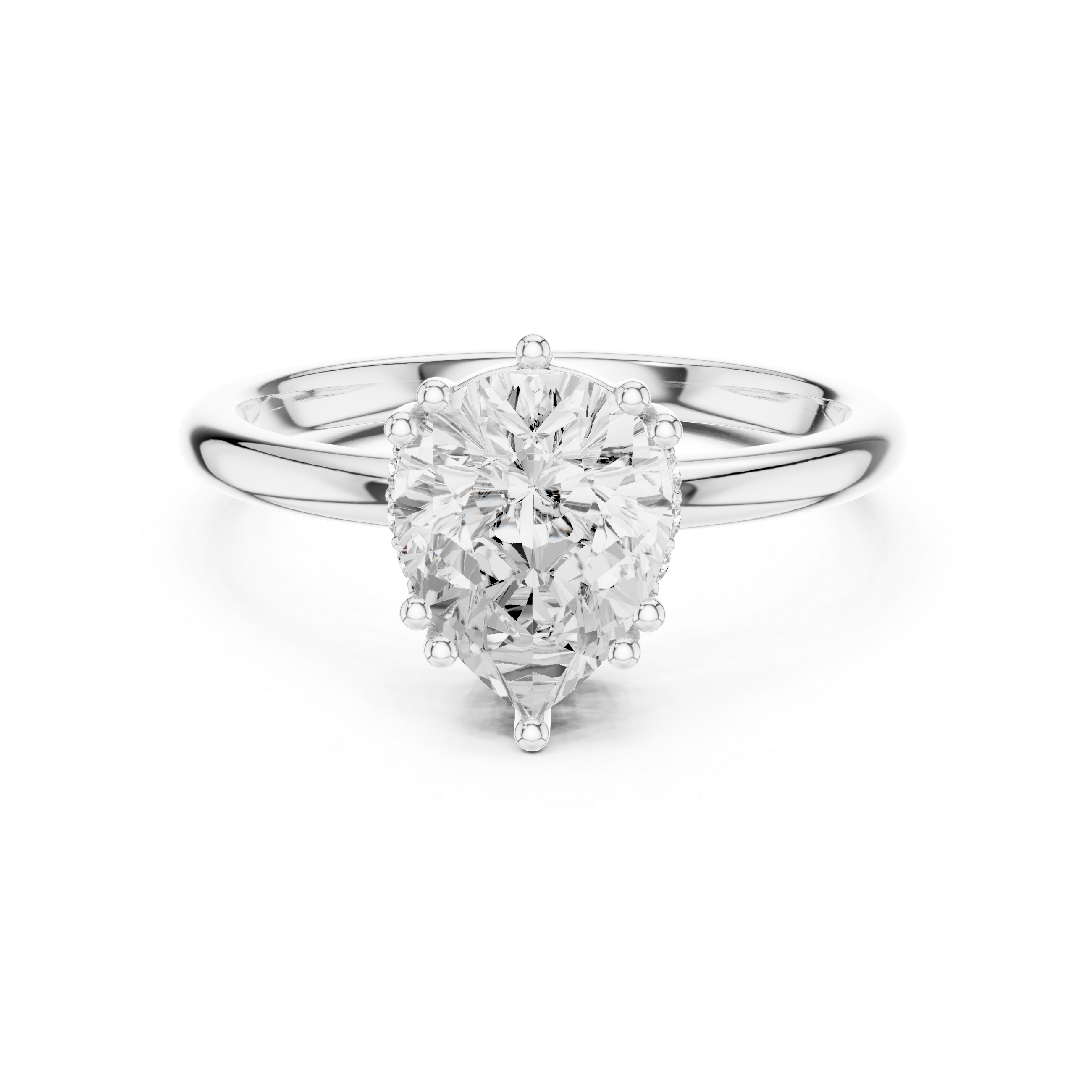 Pear Cut Solitaire Engagement Ring with Plain Band