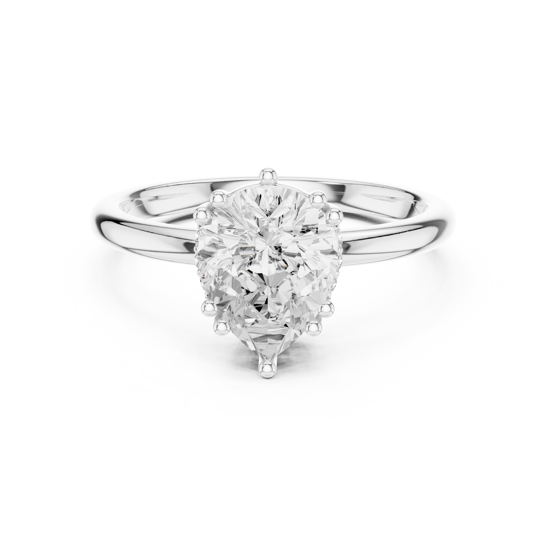Pear Cut Solitaire Engagement Ring with Plain Band