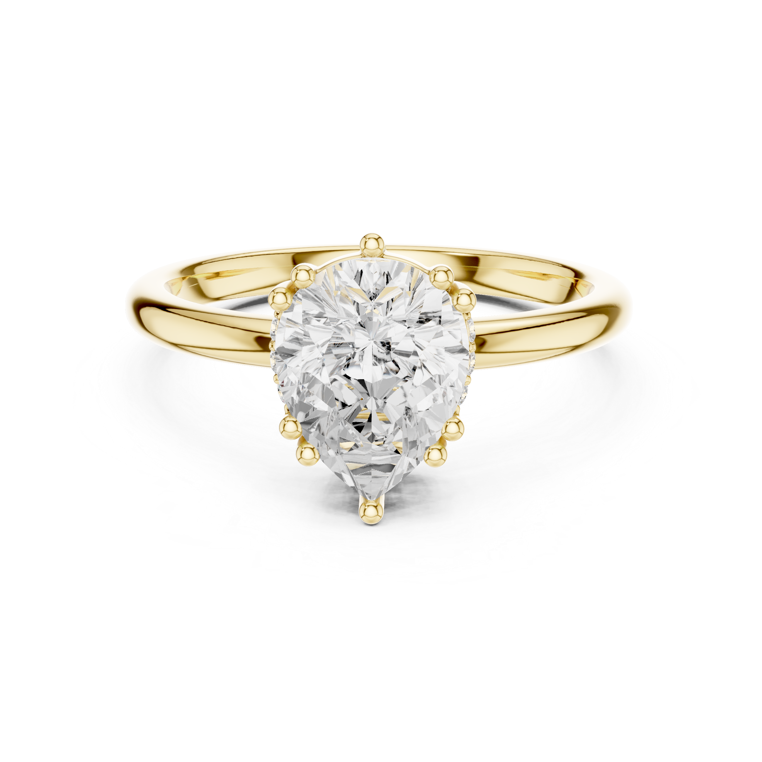 Pear Cut Solitaire Engagement Ring with Plain Band
