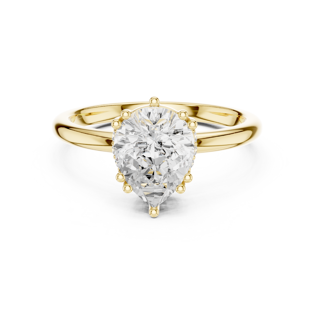 Pear Cut Solitaire Engagement Ring with Plain Band
