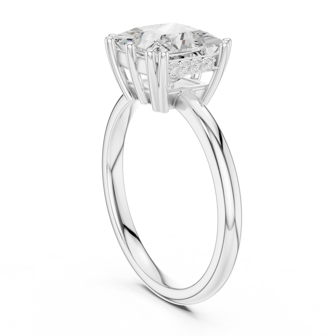 Princess Cut Solitaire Engagement Ring with Plain Band