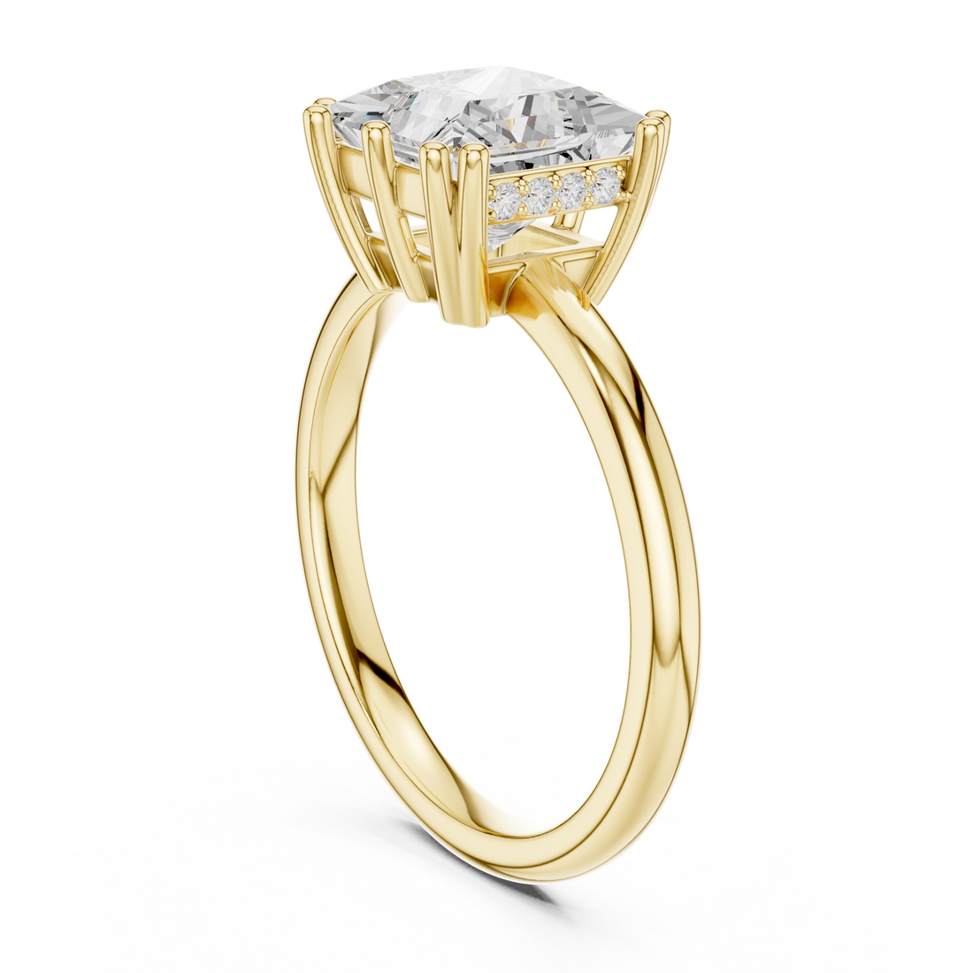 Princess Cut Solitaire Engagement Ring with Plain Band