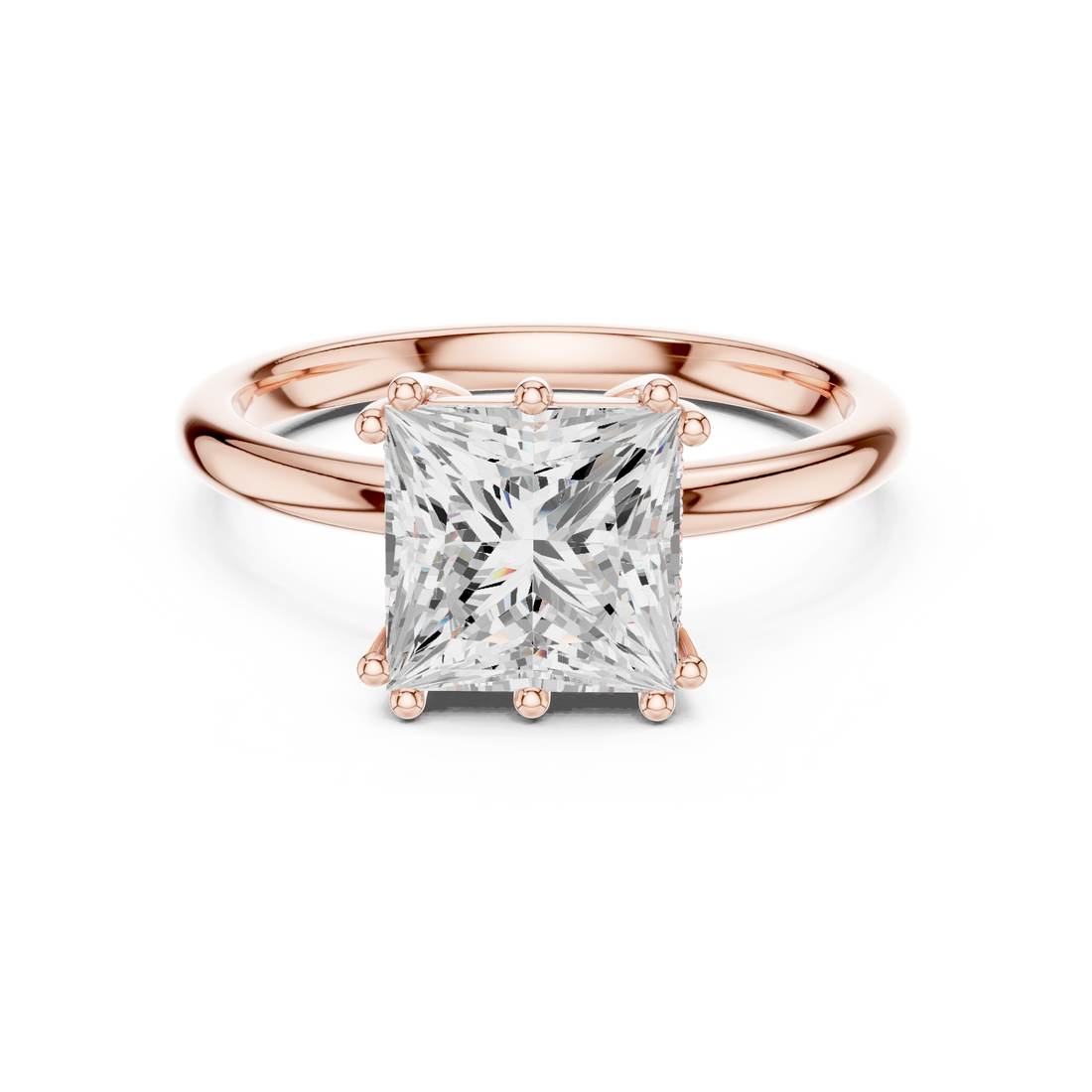 Princess Cut Solitaire Engagement Ring with Plain Band