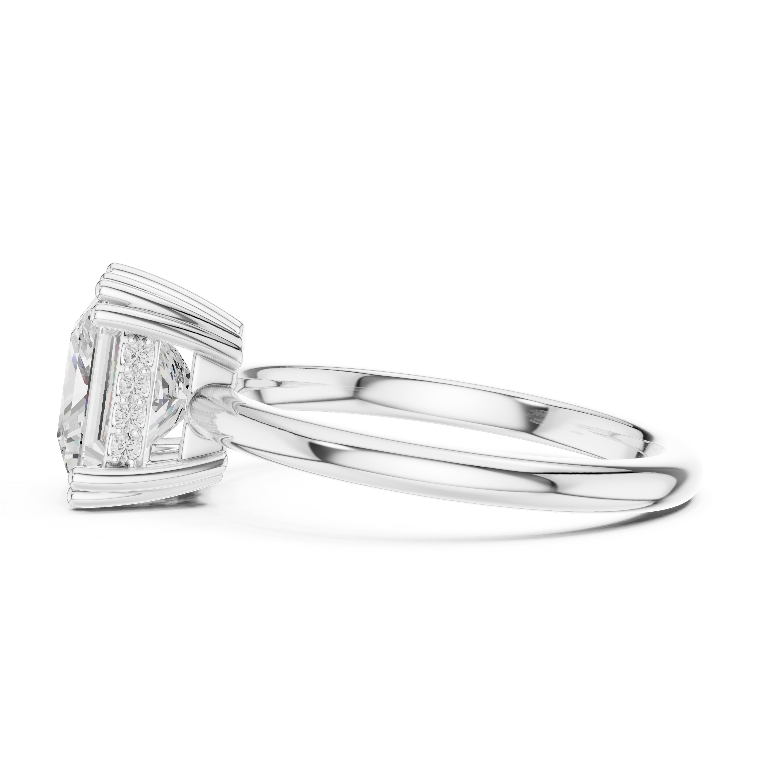 Princess Cut Solitaire Engagement Ring with Plain Band