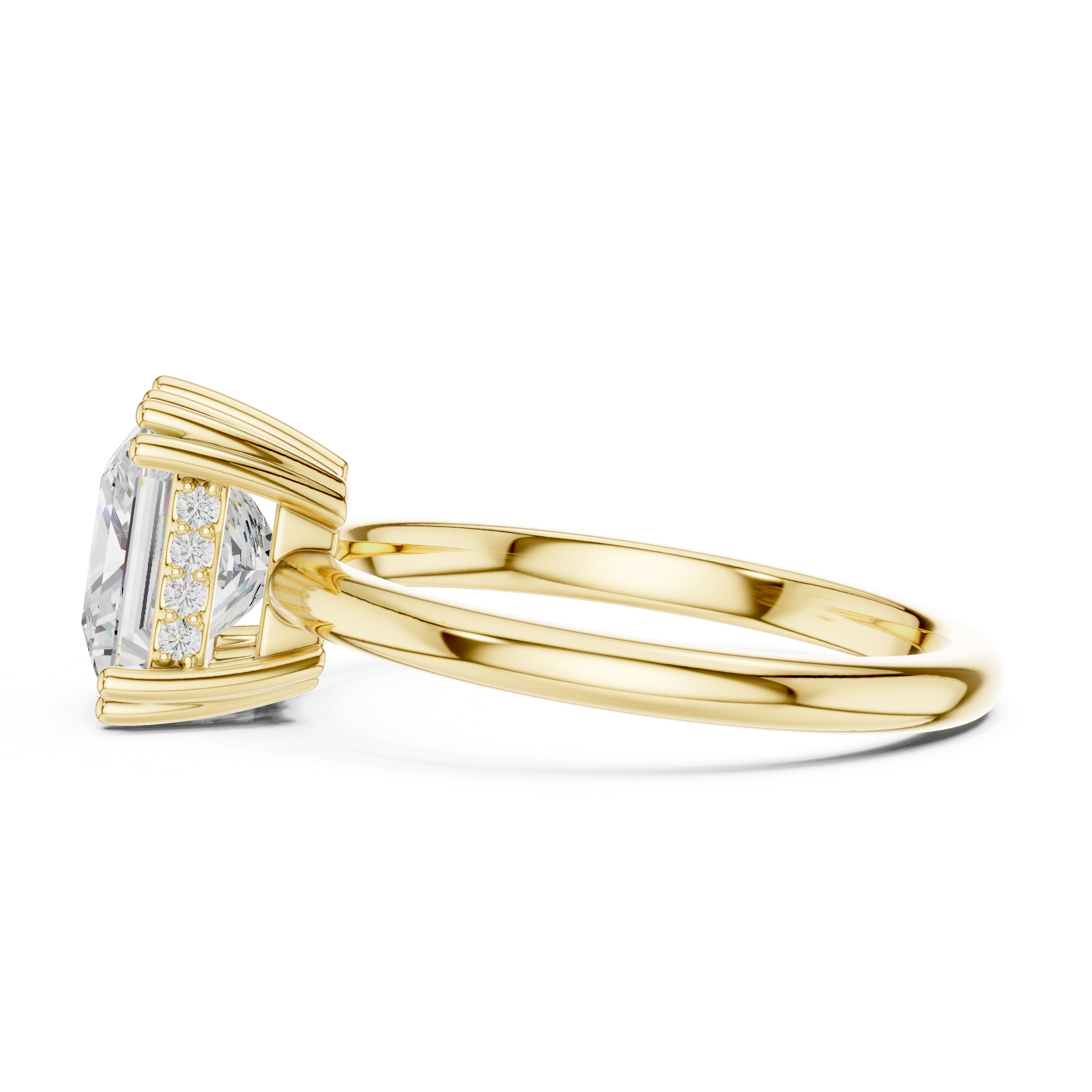 Princess Cut Solitaire Engagement Ring with Plain Band