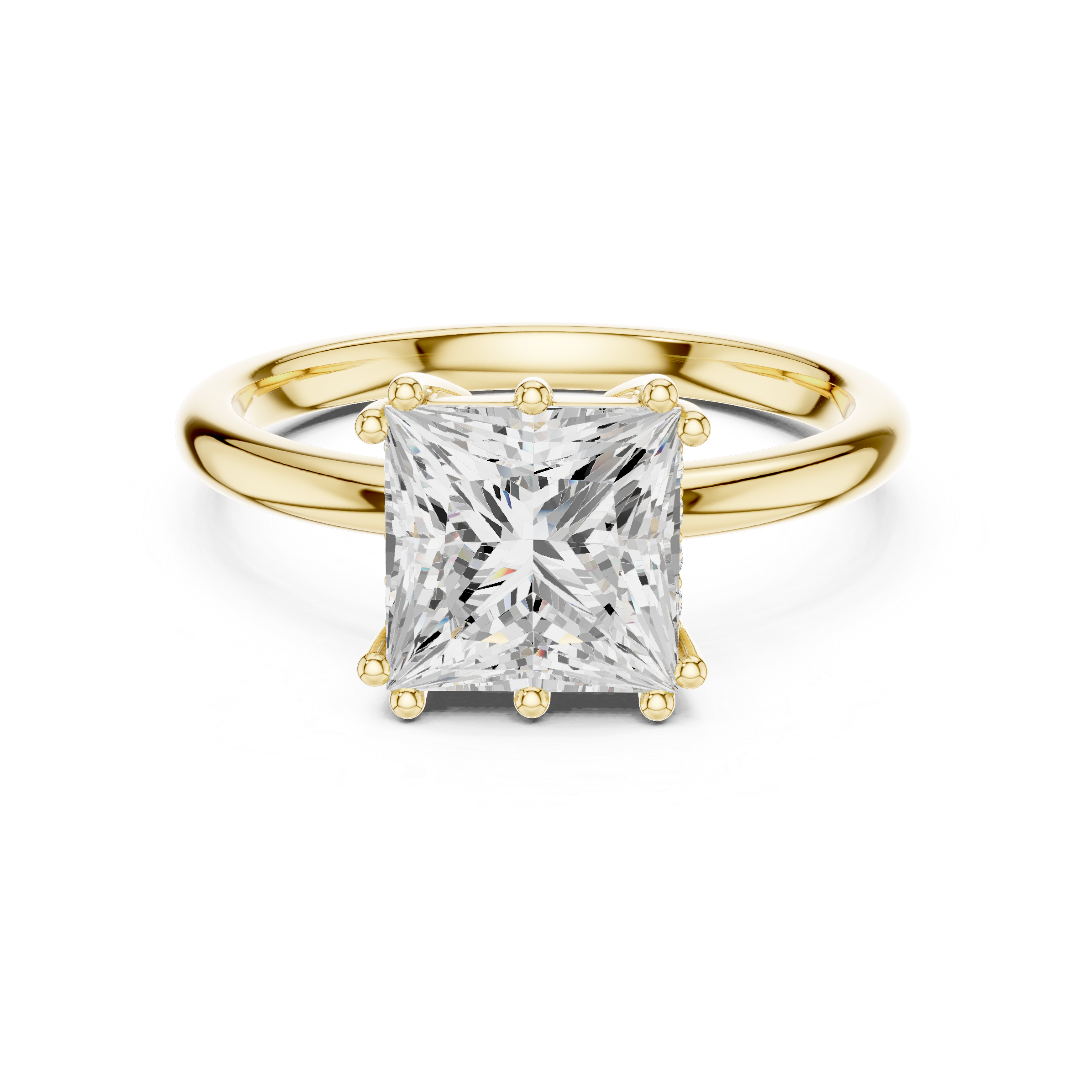 Princess Cut Solitaire Engagement Ring with Plain Band