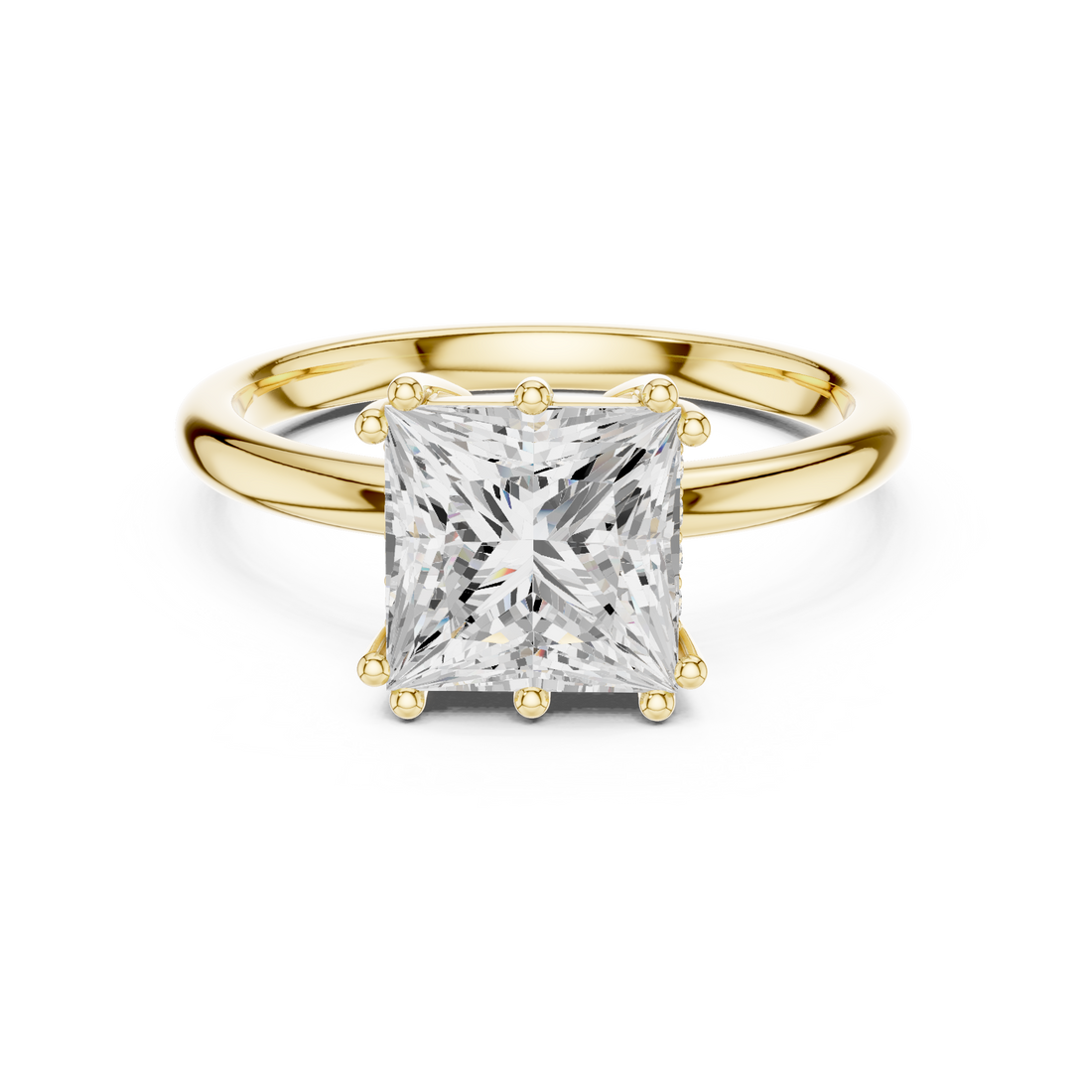 Princess Cut Solitaire Engagement Ring with Plain Band