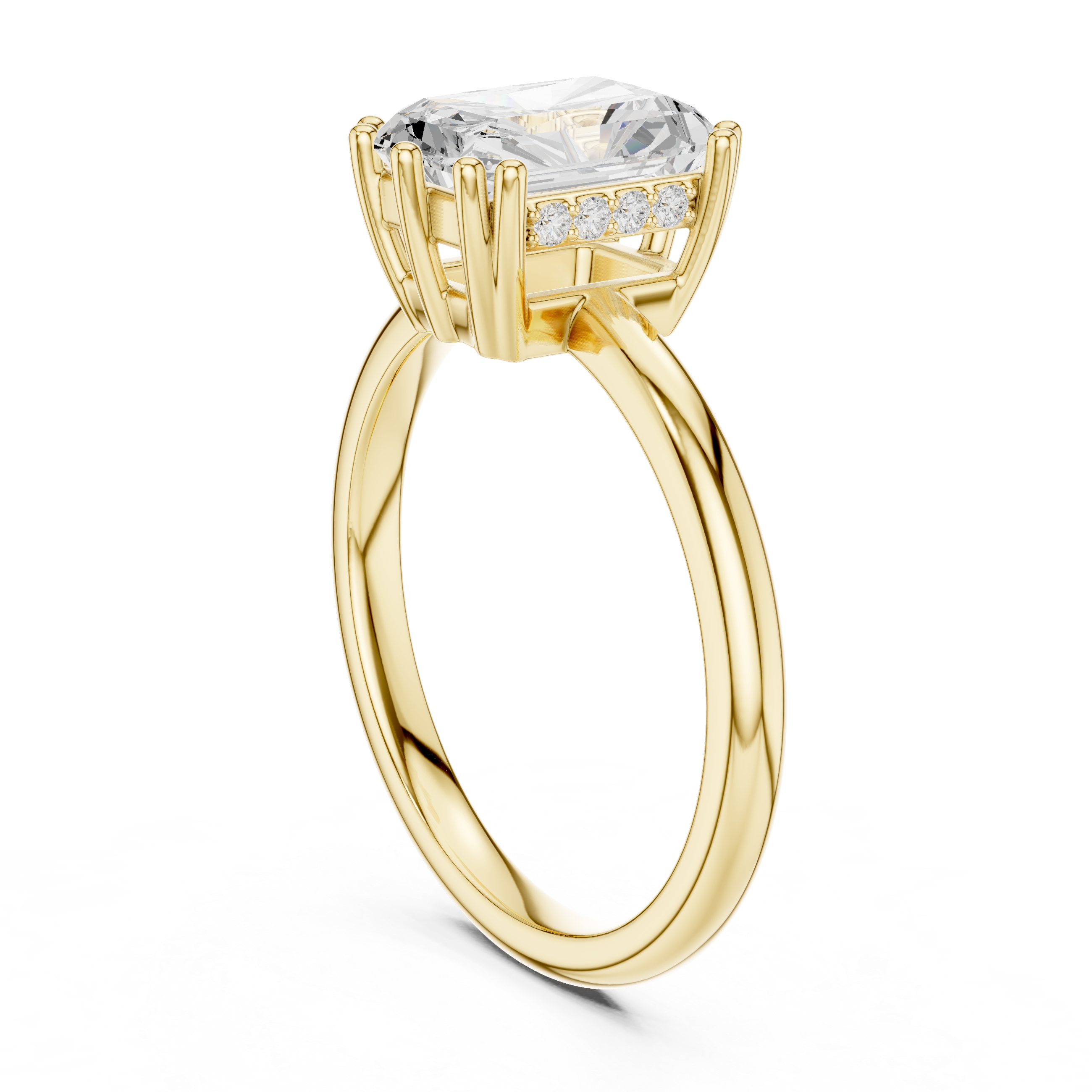 Radiant Cut Solitaire Engagement Ring with Plain Band