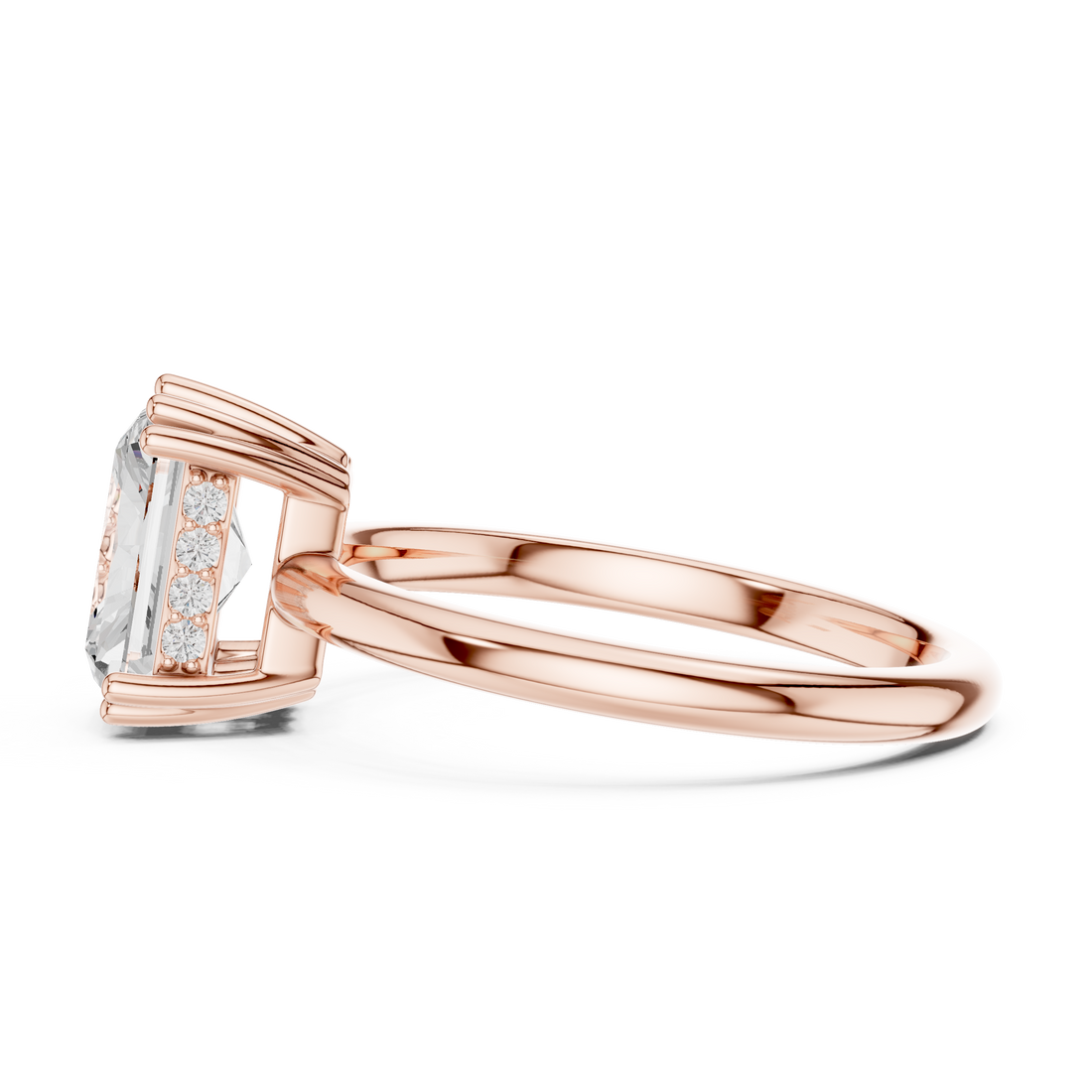 Radiant Cut Solitaire Engagement Ring with Plain Band