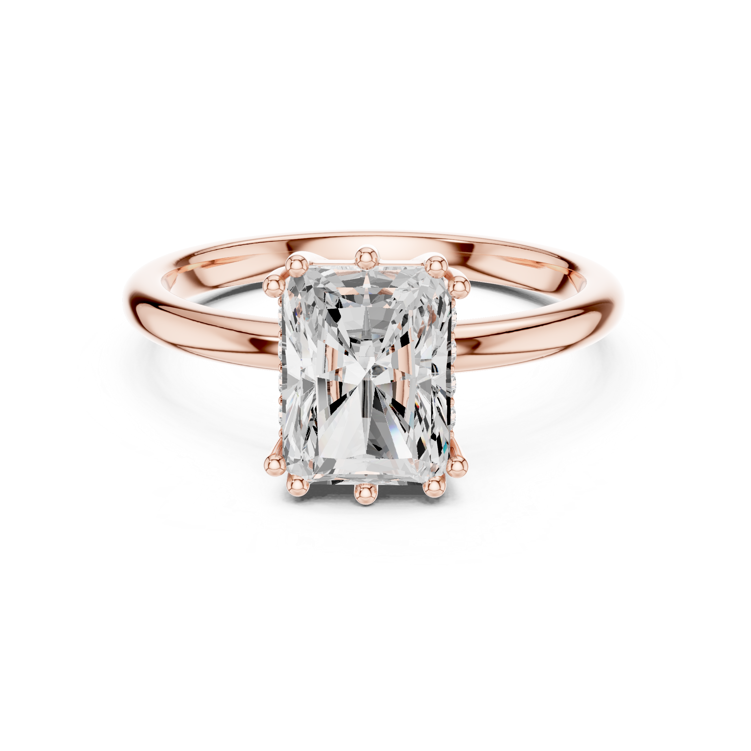 Radiant Cut Solitaire Engagement Ring with Plain Band