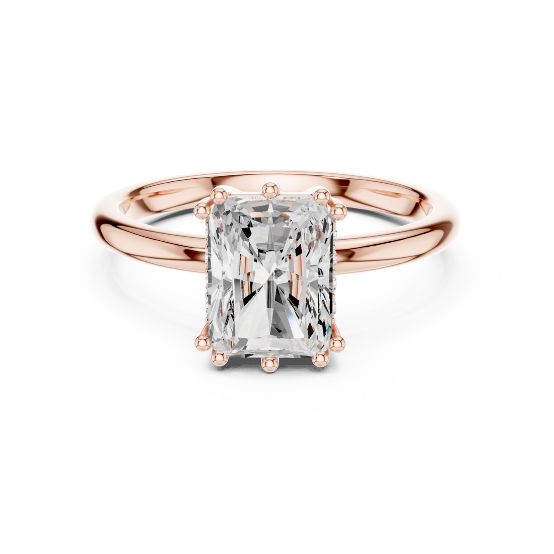 Radiant Cut Solitaire Engagement Ring with Plain Band