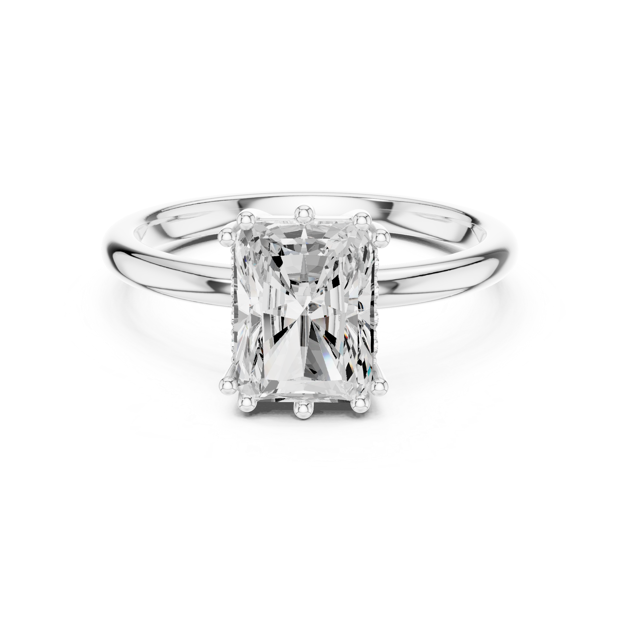 Radiant Cut Solitaire Engagement Ring with Plain Band