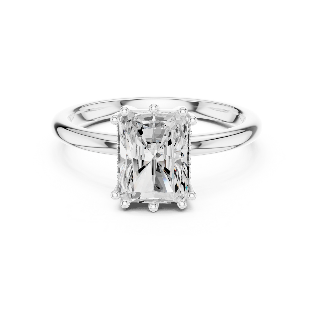 Radiant Cut Solitaire Engagement Ring with Plain Band