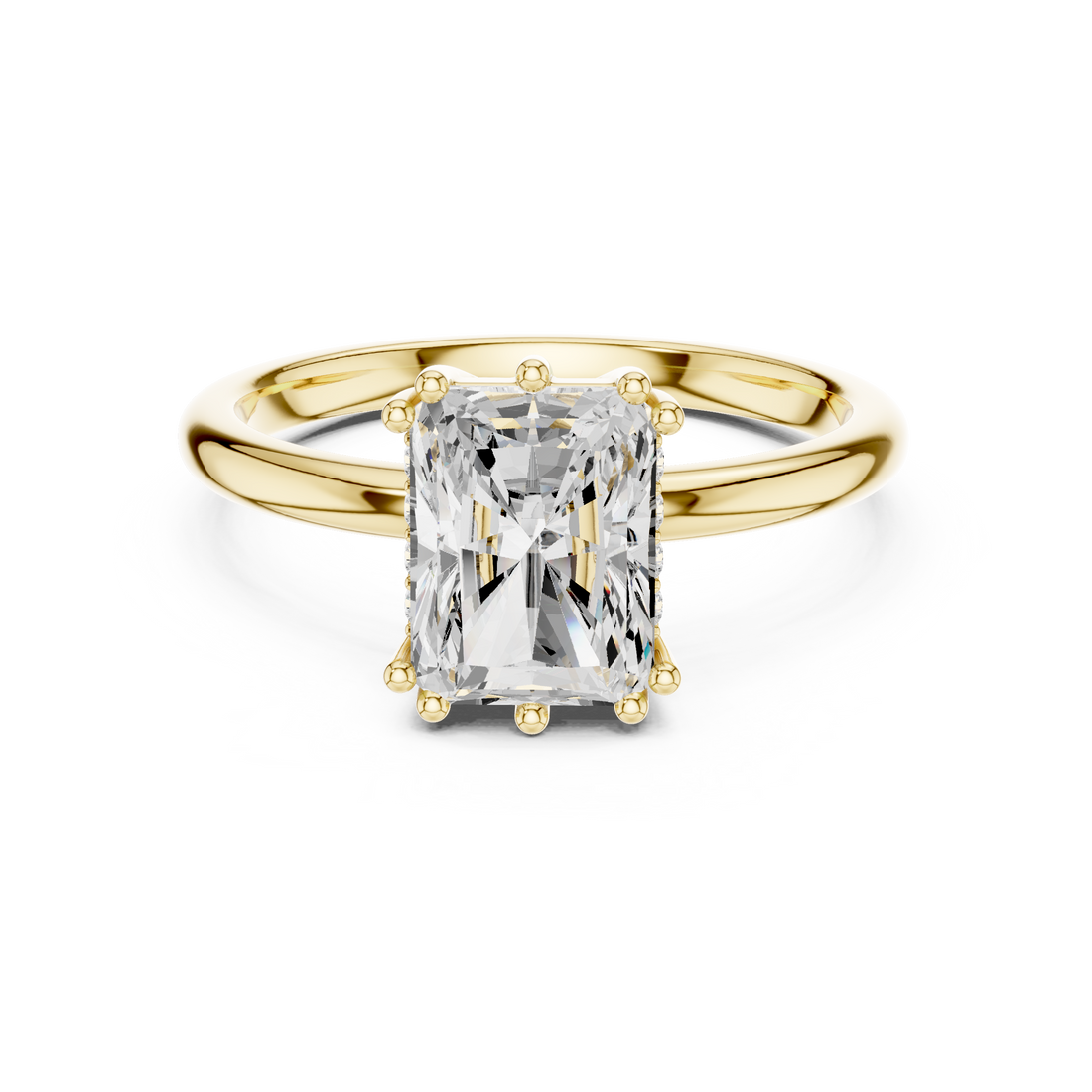 Radiant Cut Solitaire Engagement Ring with Plain Band