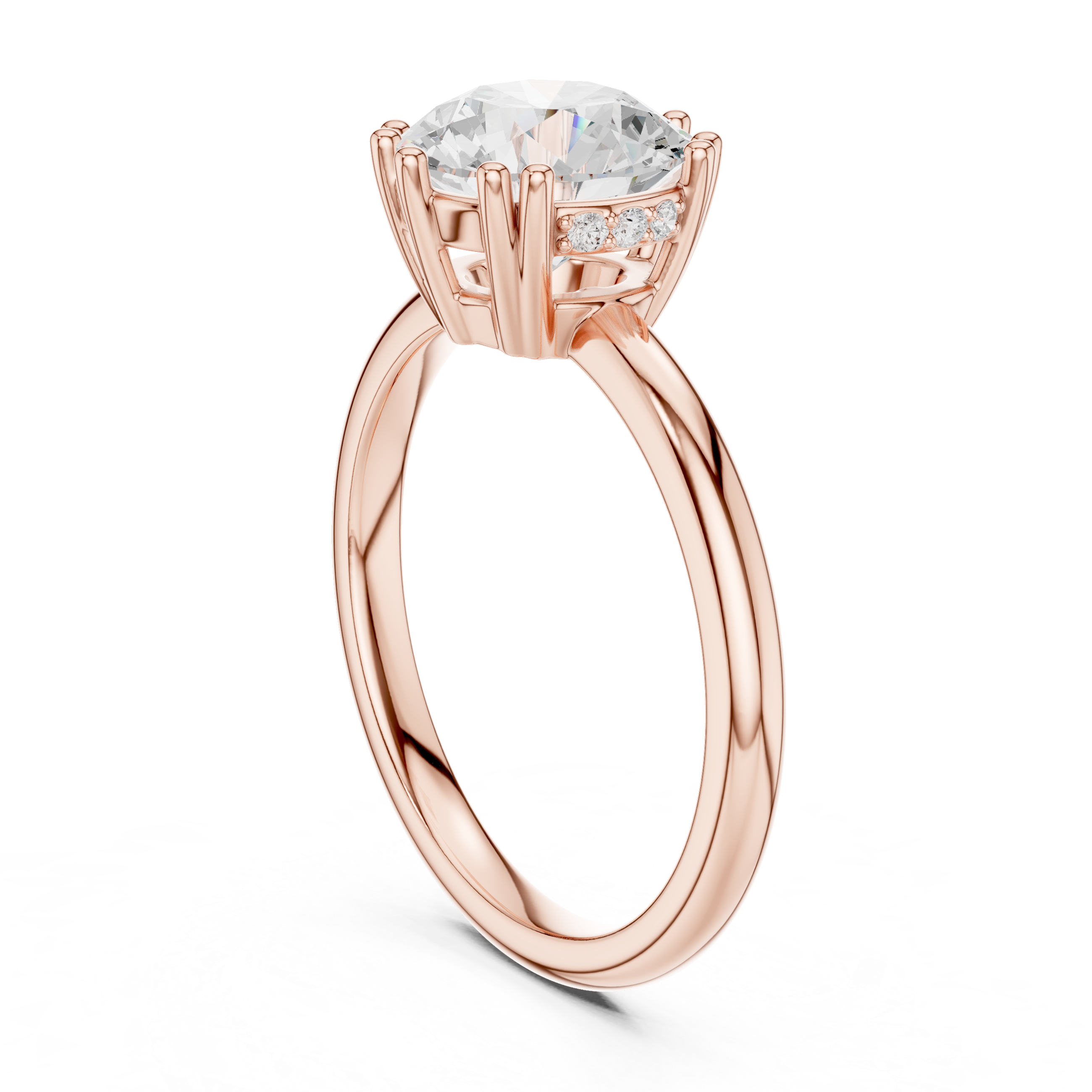 Round Cut Solitaire Engagement Ring with Plain Band