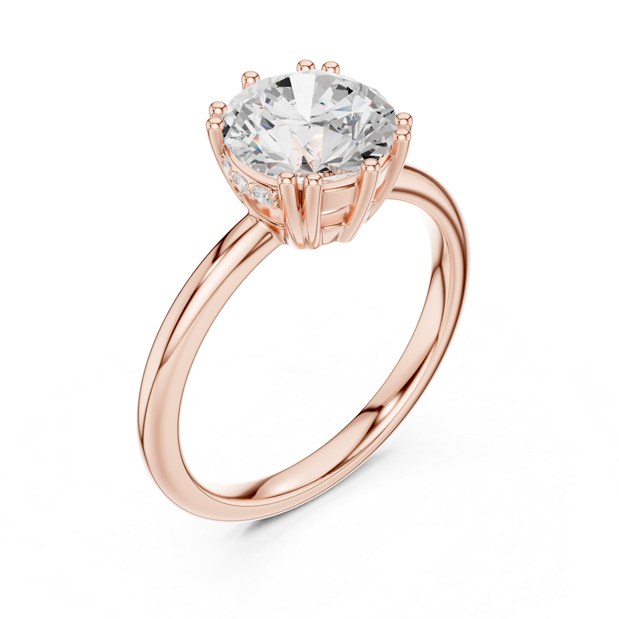 Round Cut Solitaire Engagement Ring with Plain Band