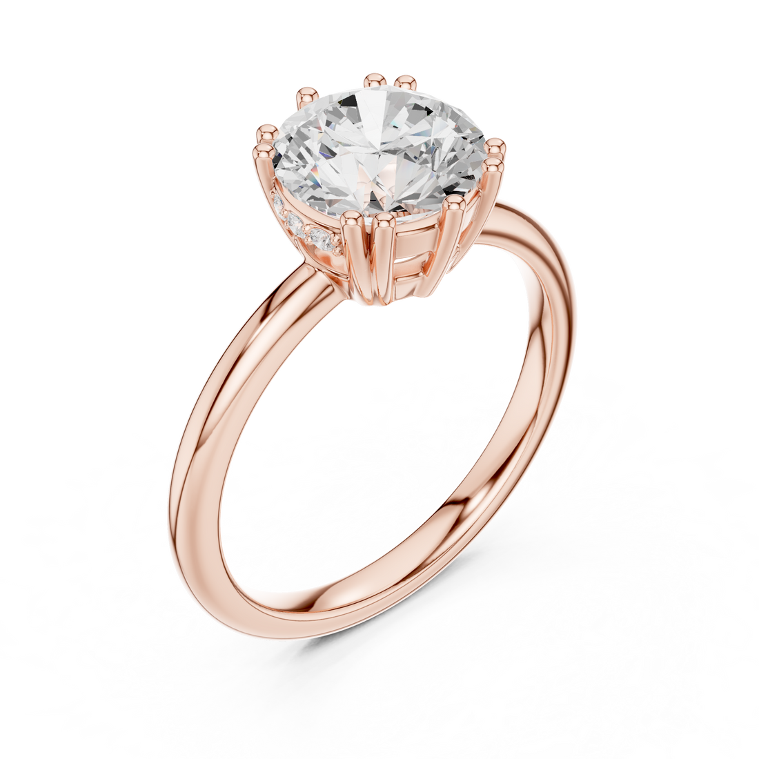 Round Cut Solitaire Engagement Ring with Plain Band