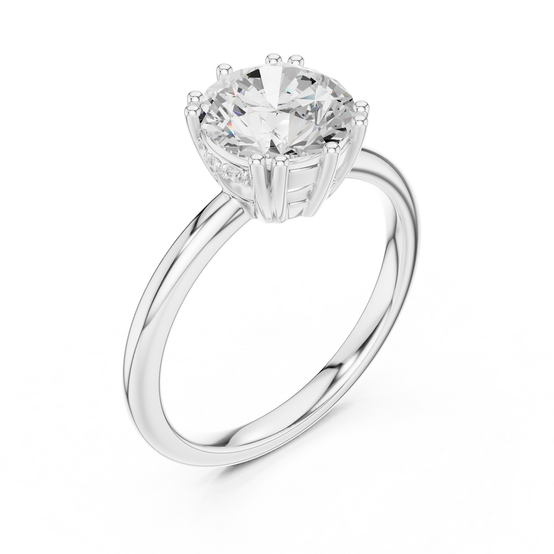 Round Cut Solitaire Engagement Ring with Plain Band