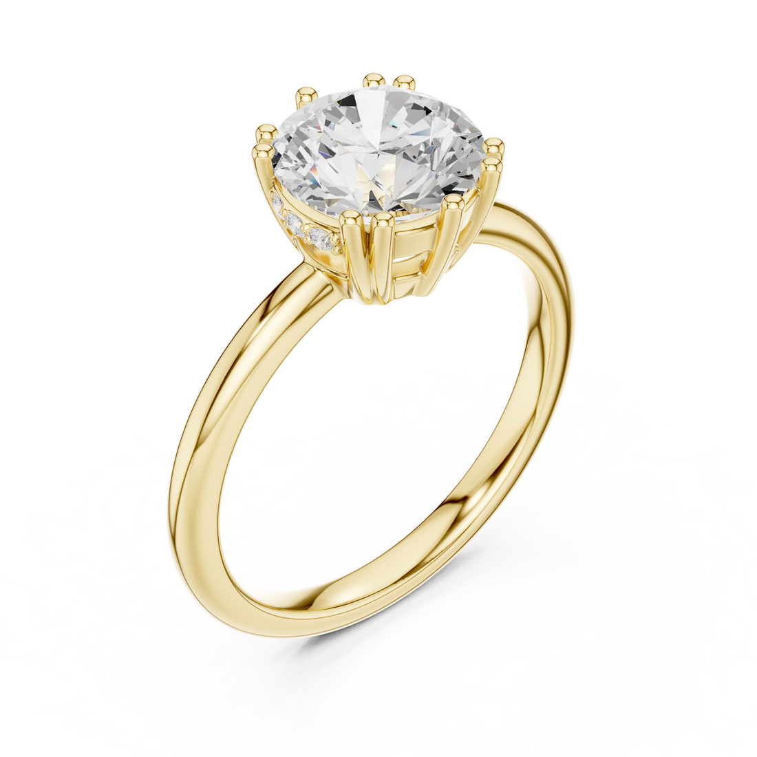 Round Cut Solitaire Engagement Ring with Plain Band
