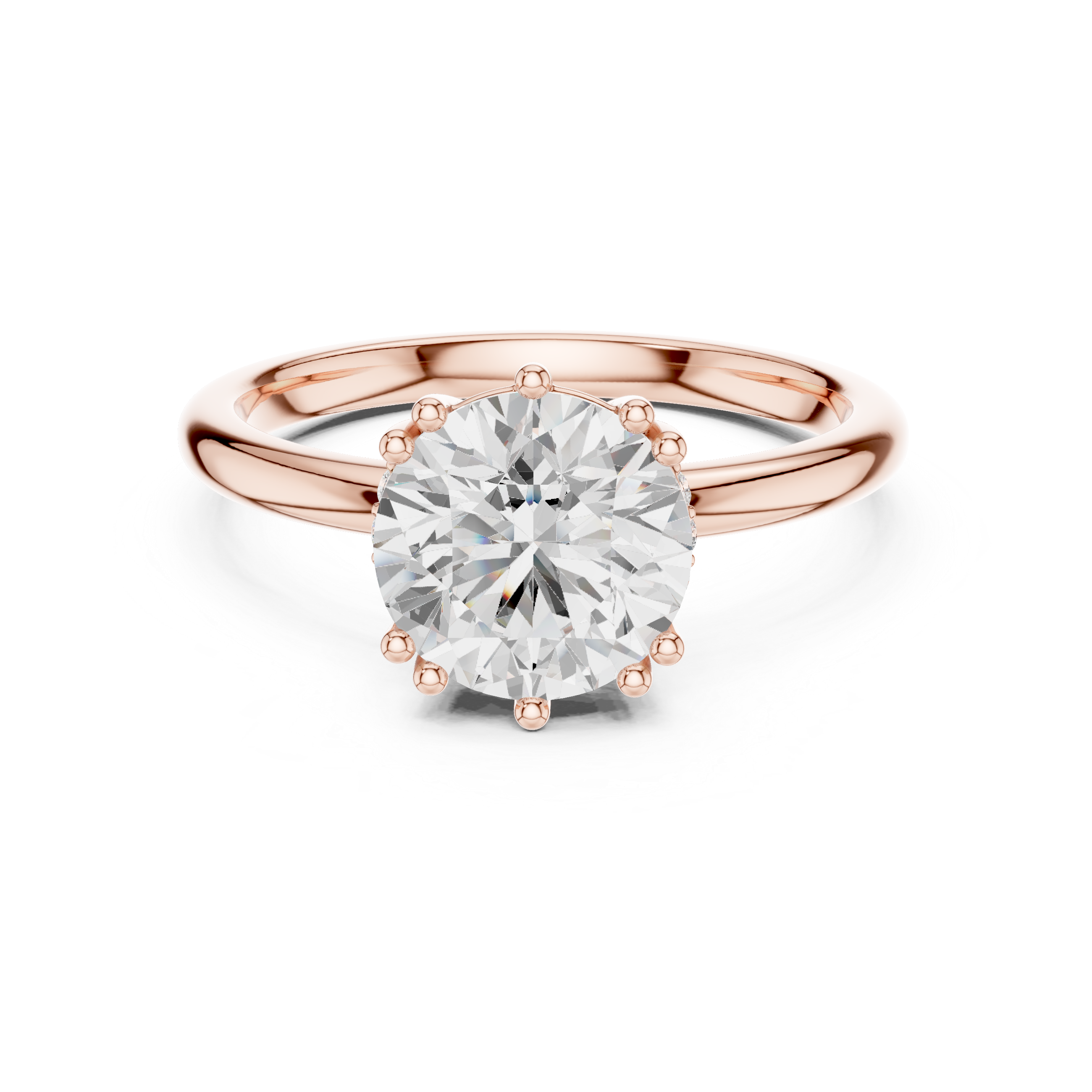 Round Cut Solitaire Engagement Ring with Plain Band