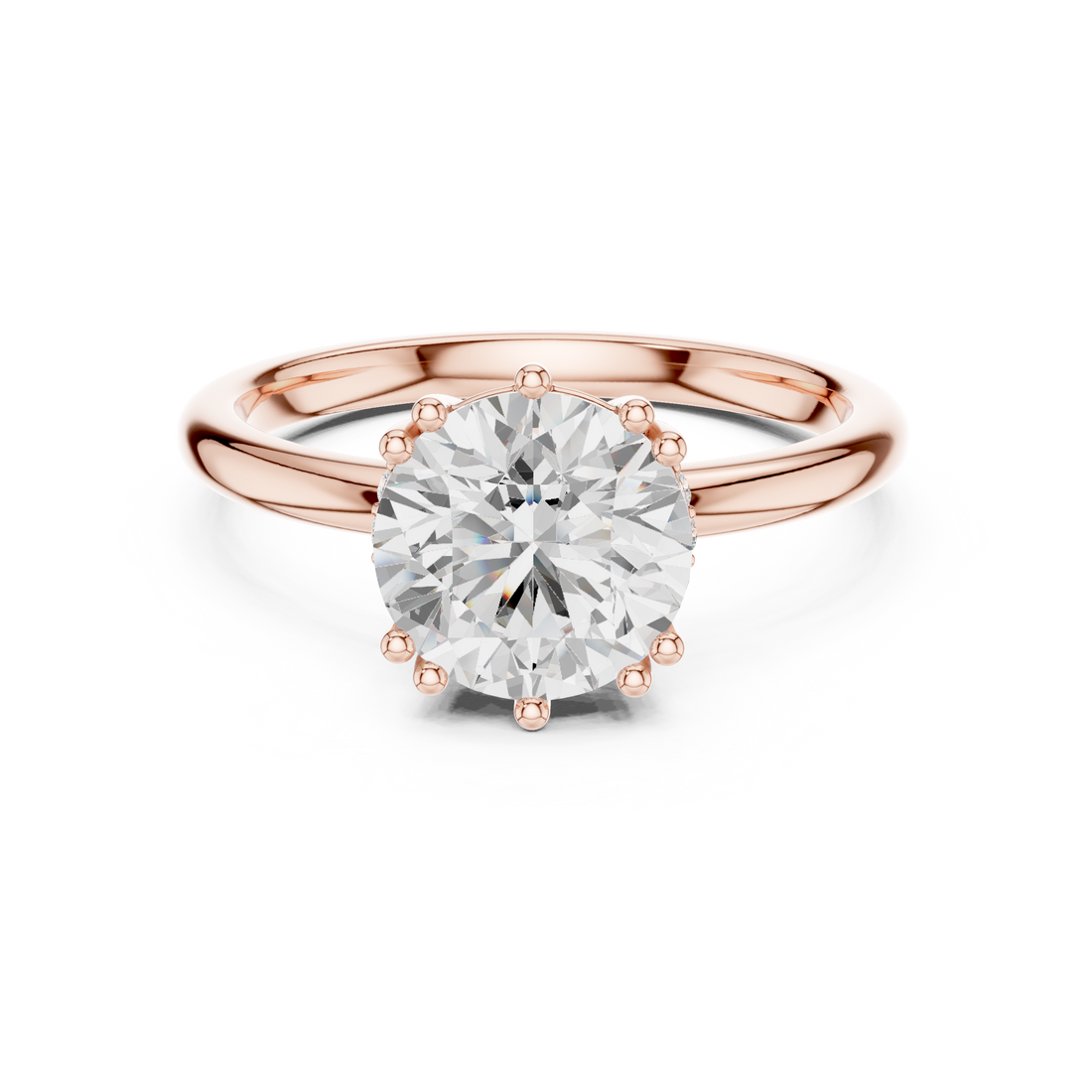 Round Cut Solitaire Engagement Ring with Plain Band