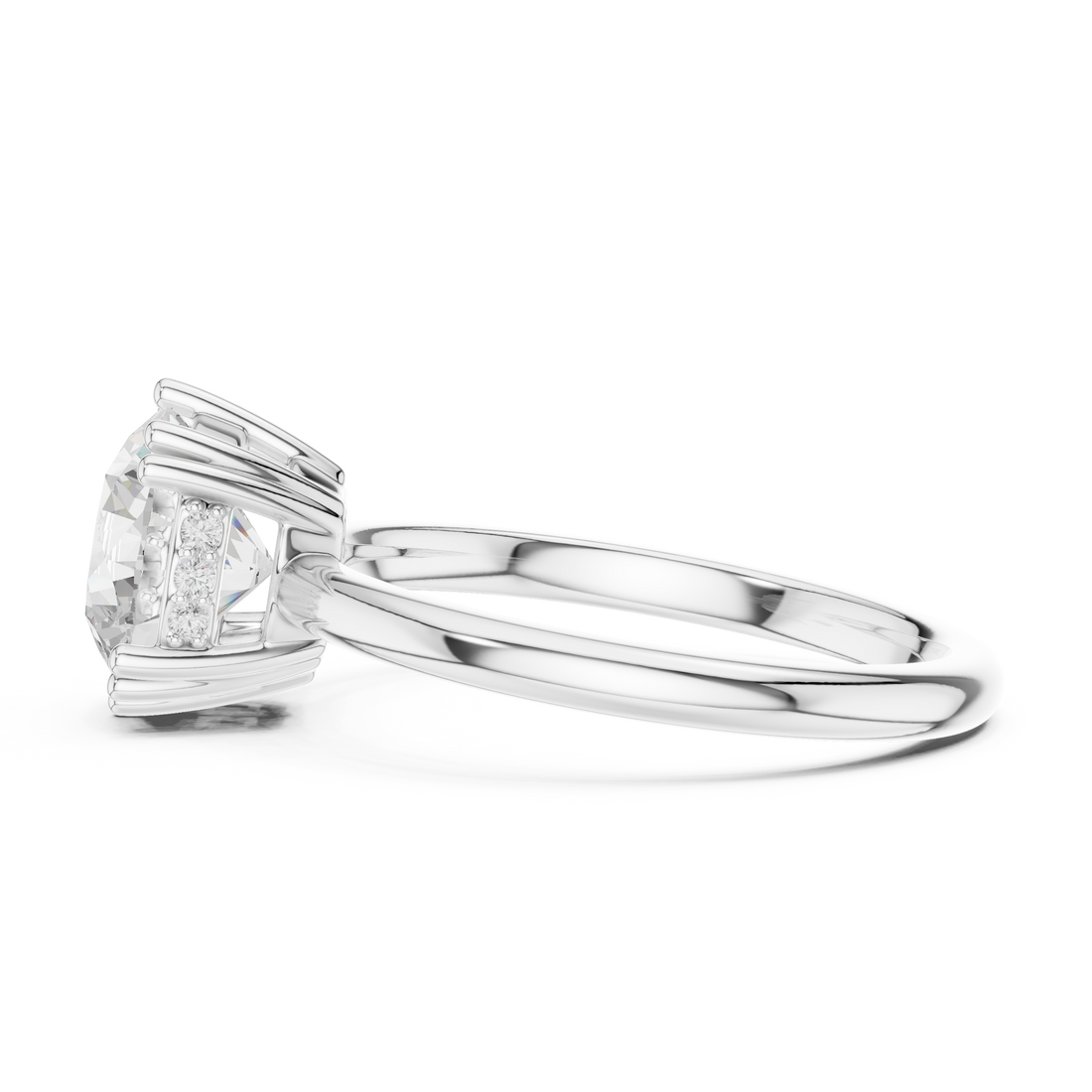 Round Cut Solitaire Engagement Ring with Plain Band