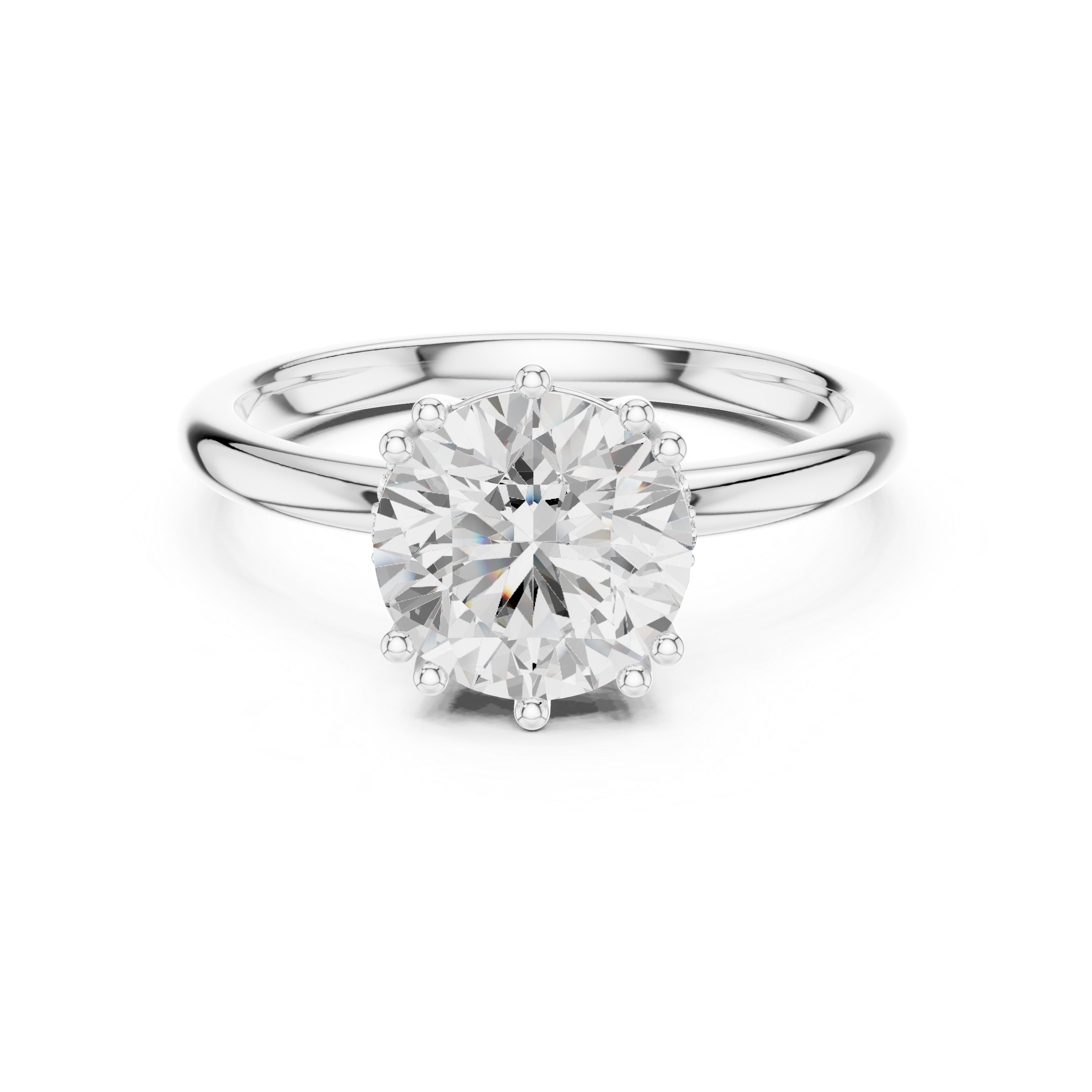 Round Cut Solitaire Engagement Ring with Plain Band
