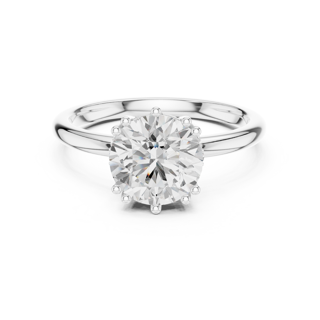 Round Cut Solitaire Engagement Ring with Plain Band