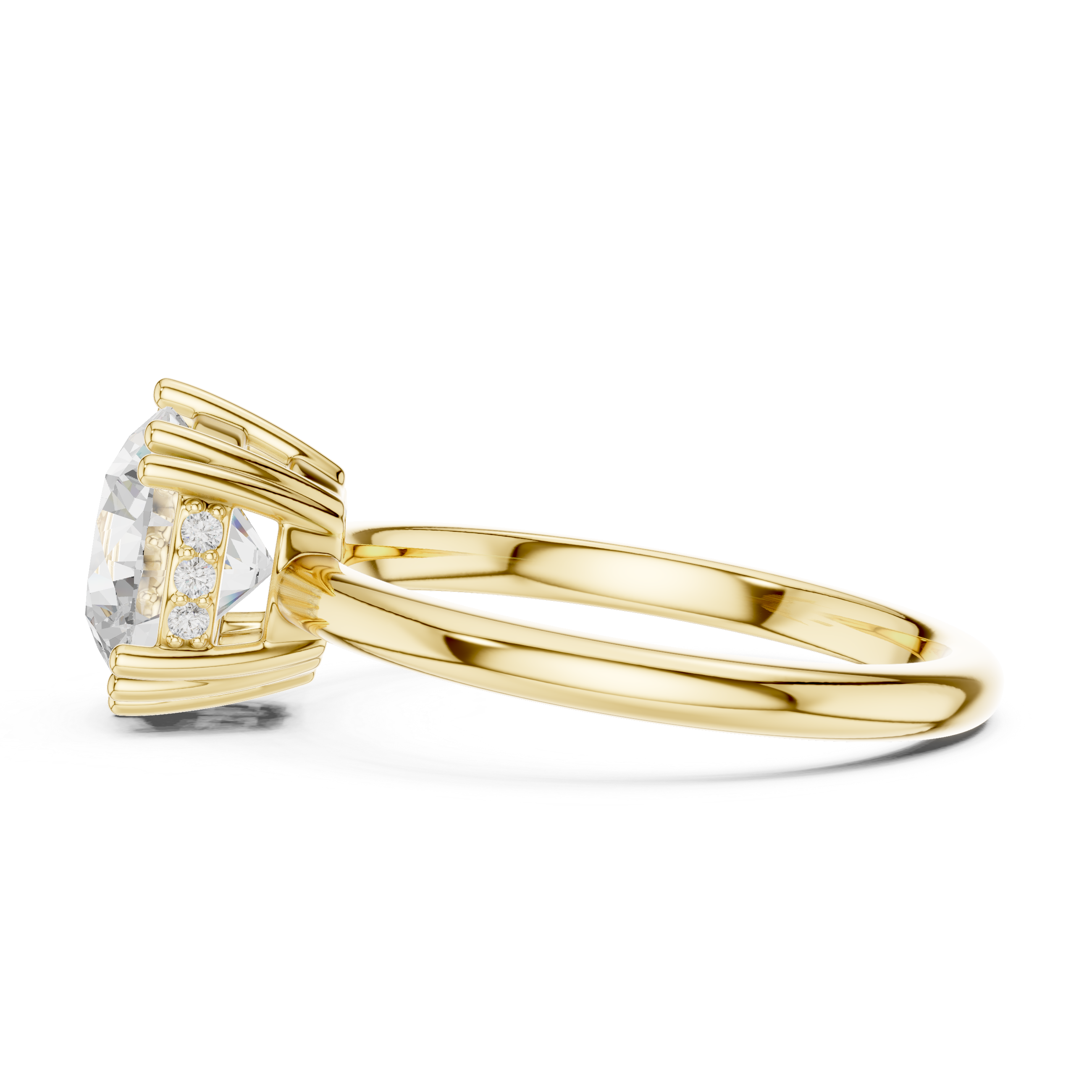 Round Cut Solitaire Engagement Ring with Plain Band