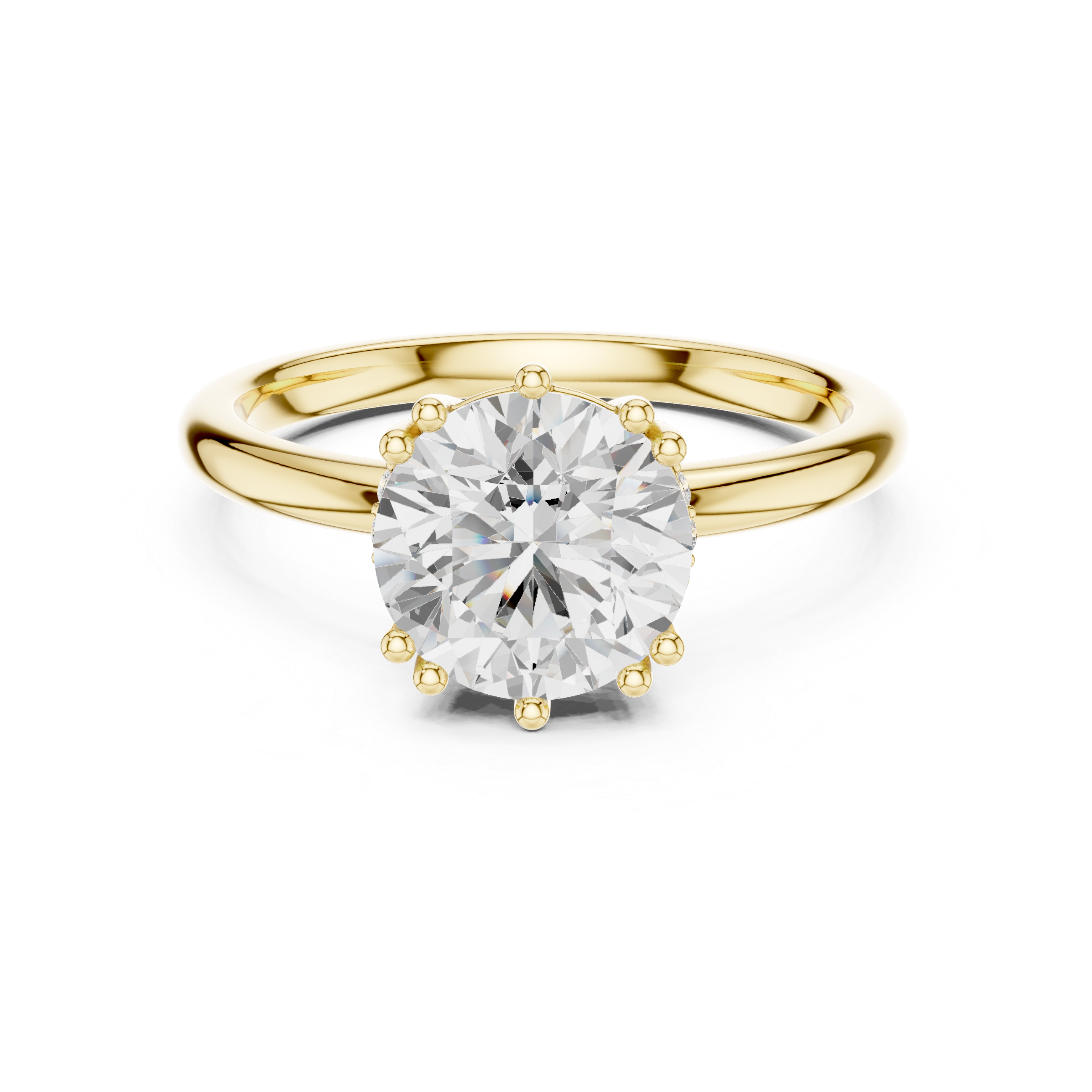Round Cut Solitaire Engagement Ring with Plain Band