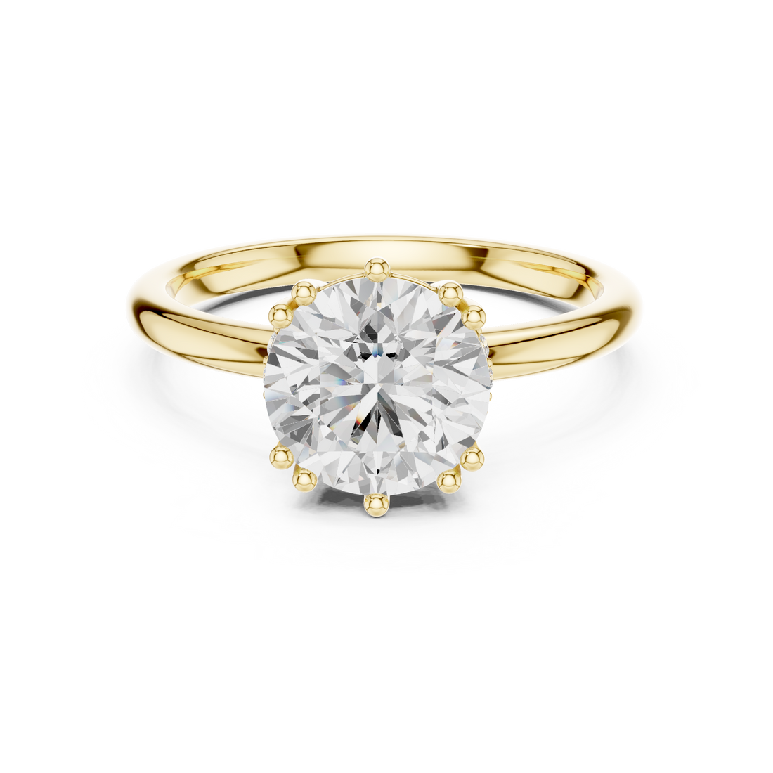 Round Cut Solitaire Engagement Ring with Plain Band