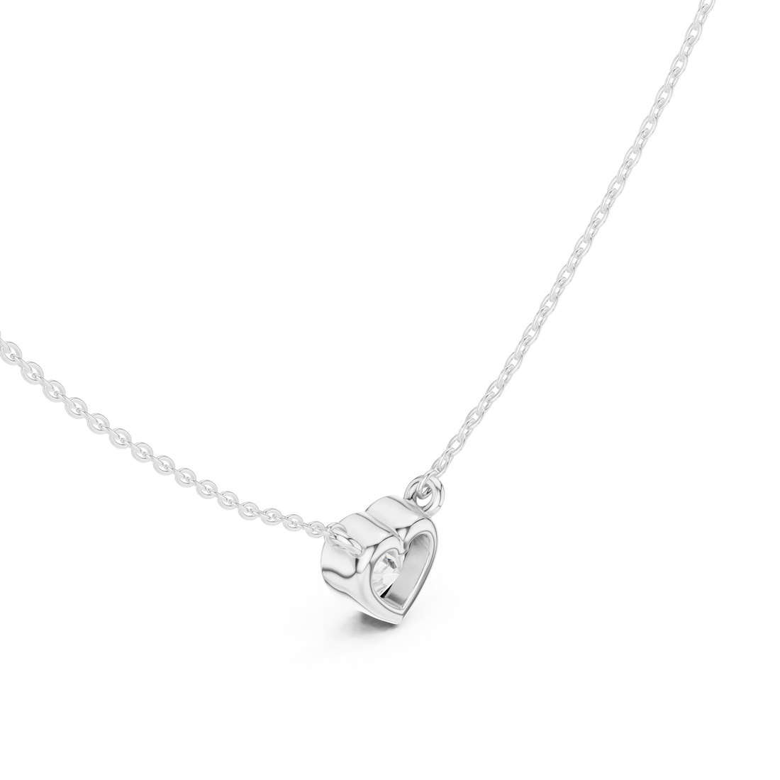 Amour Heart Bezel Solitaire Diamond Pendant
