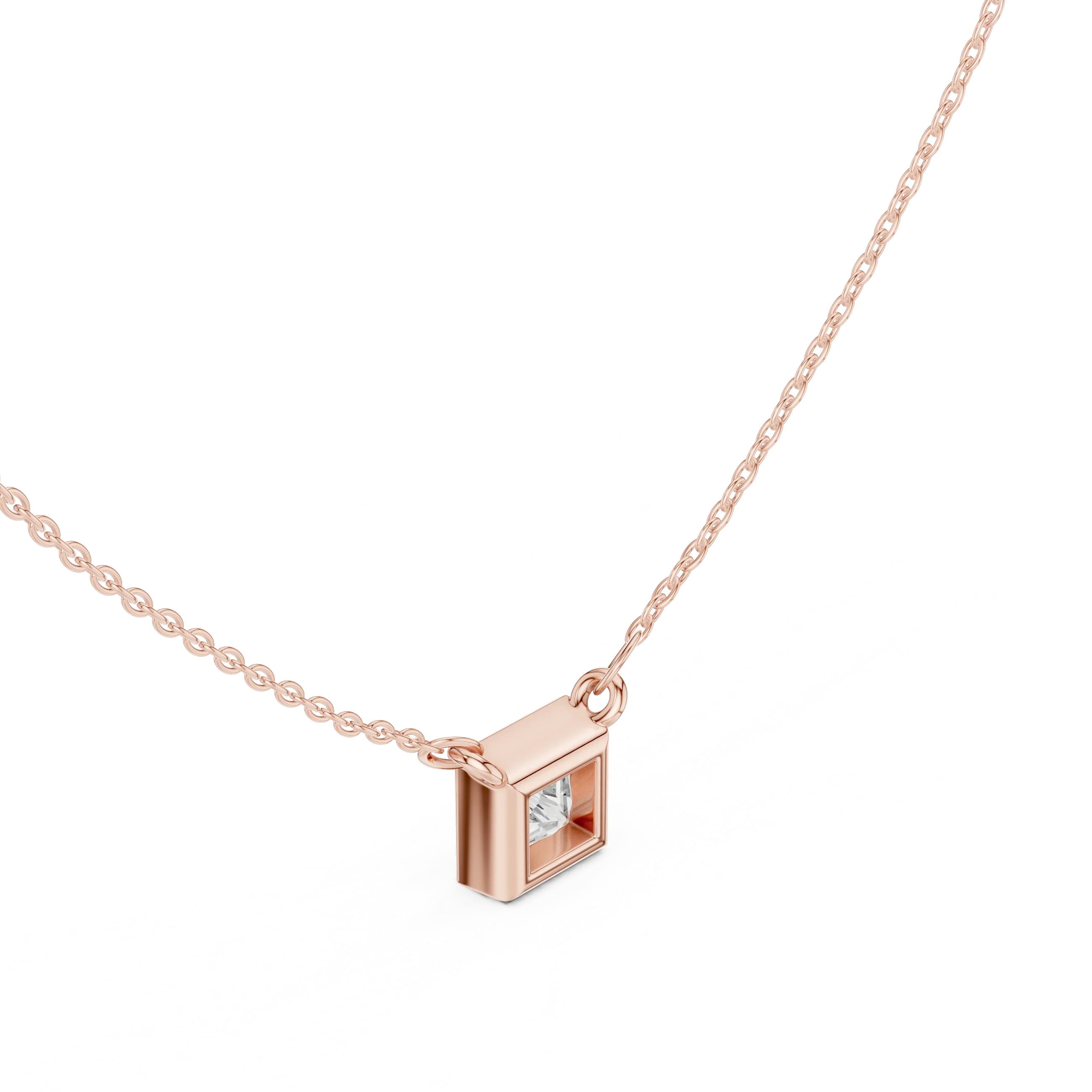 Celestia Princess Bezel Solitaire Diamond Pendant