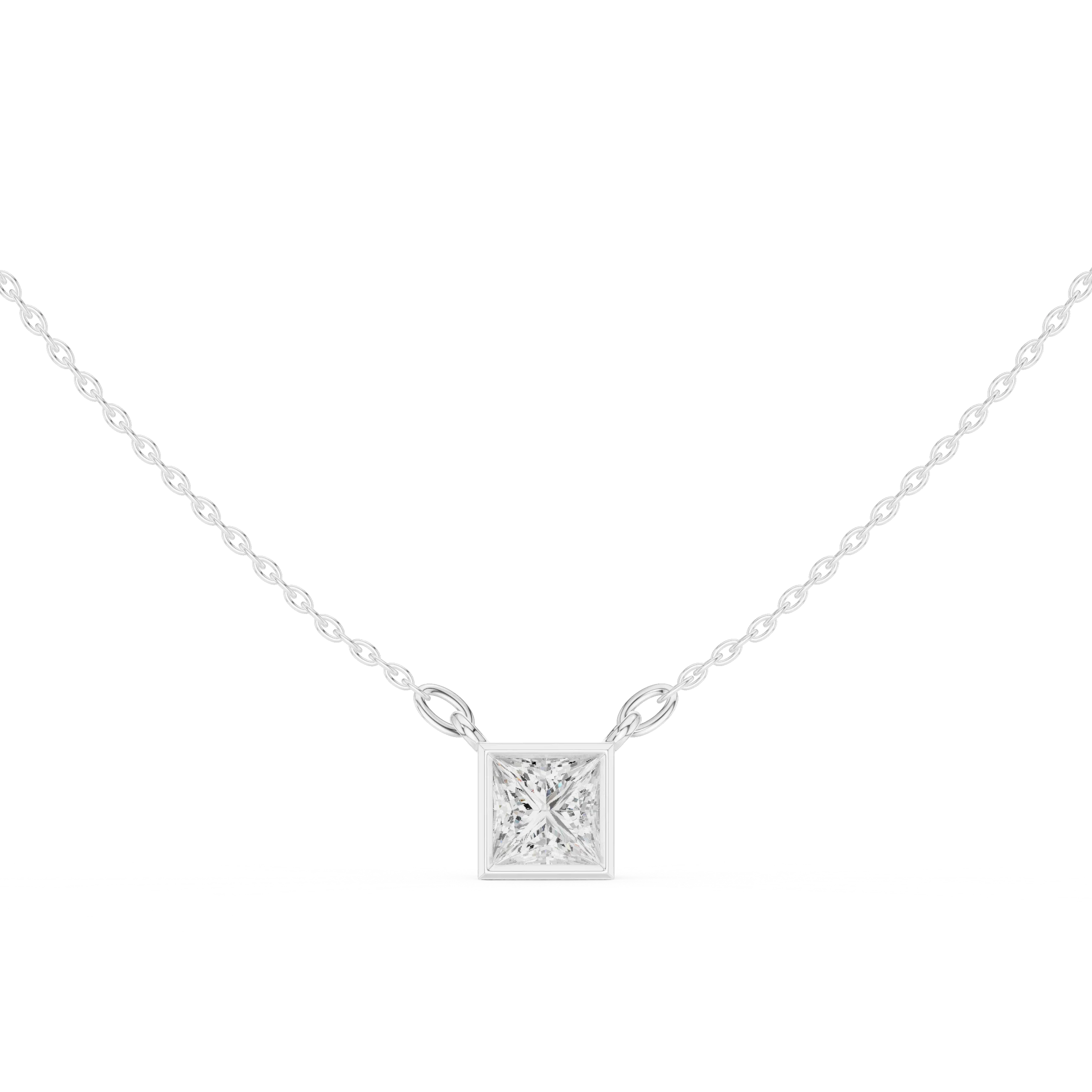 Celestia Princess Bezel Solitaire Diamond Pendant