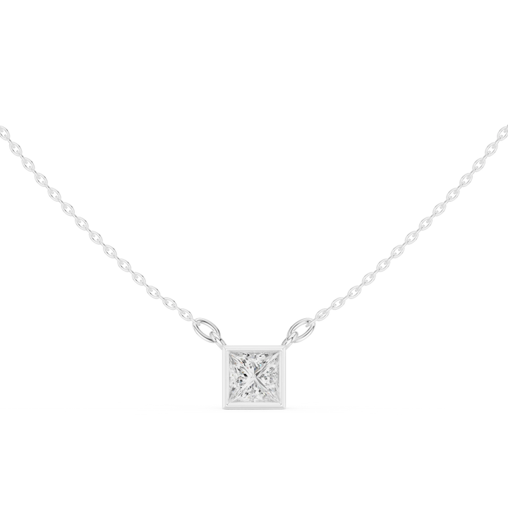Celestia Princess Bezel Solitaire Diamond Pendant