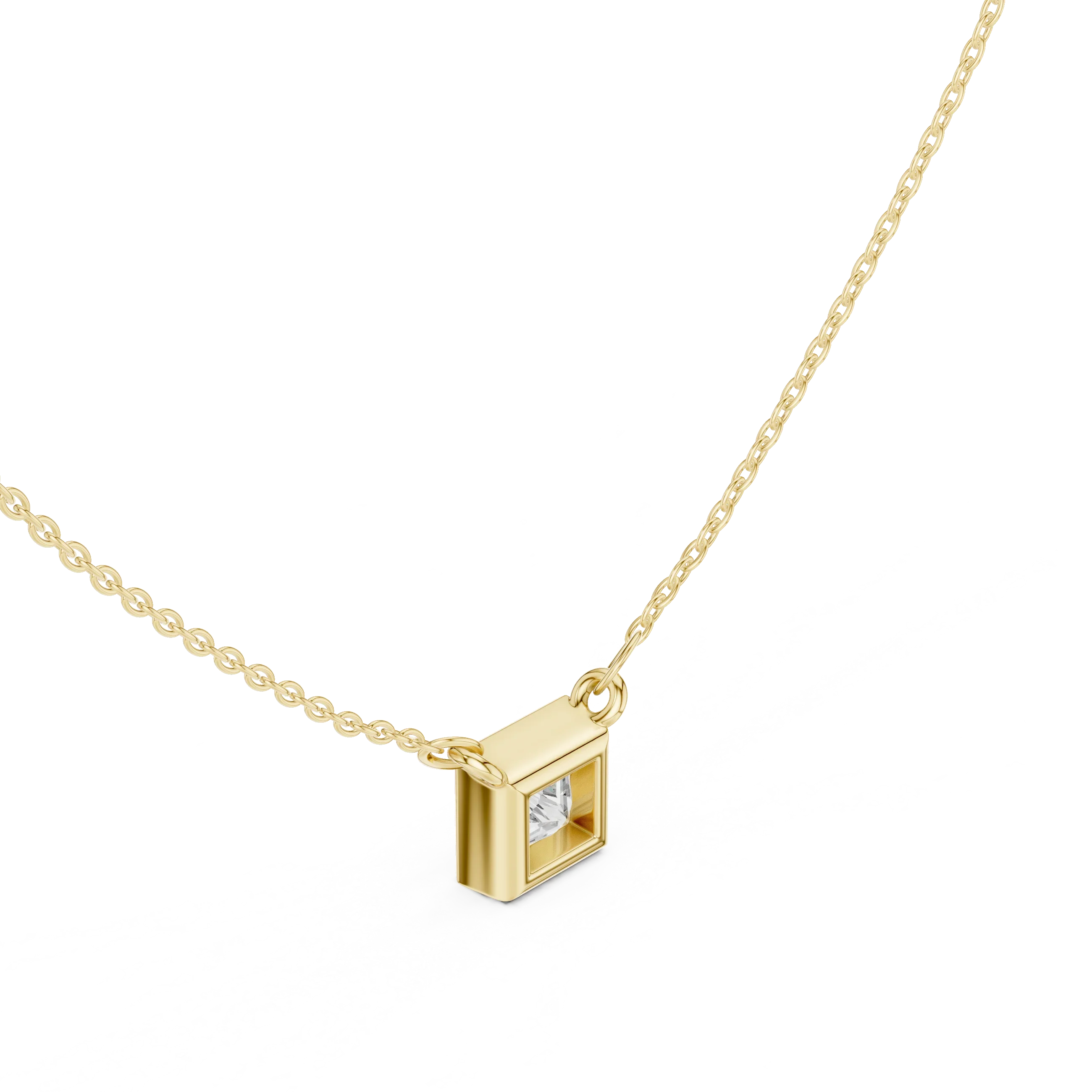 Celestia Princess Bezel Solitaire Diamond Pendant