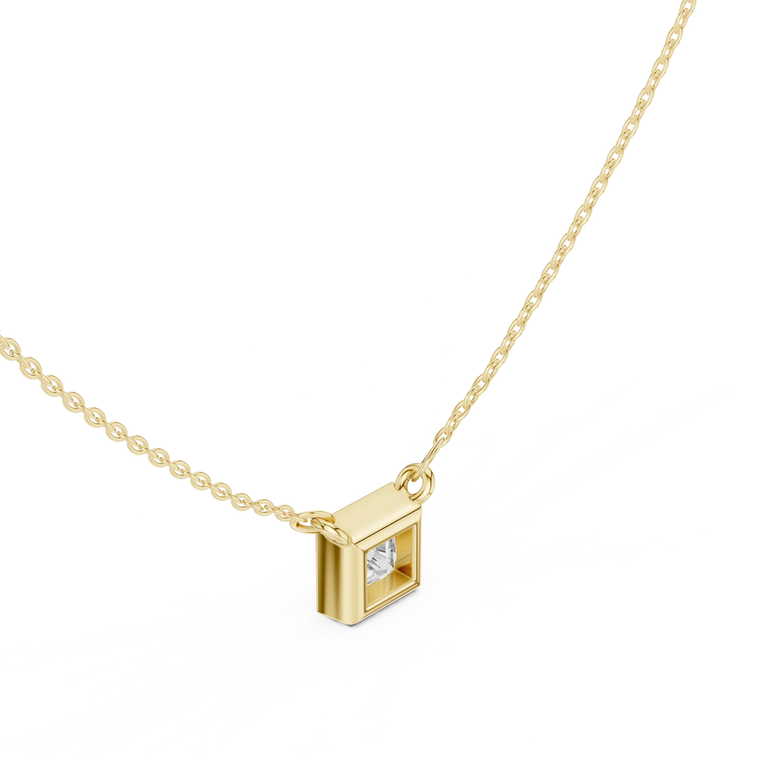 Celestia Princess Bezel Solitaire Diamond Pendant