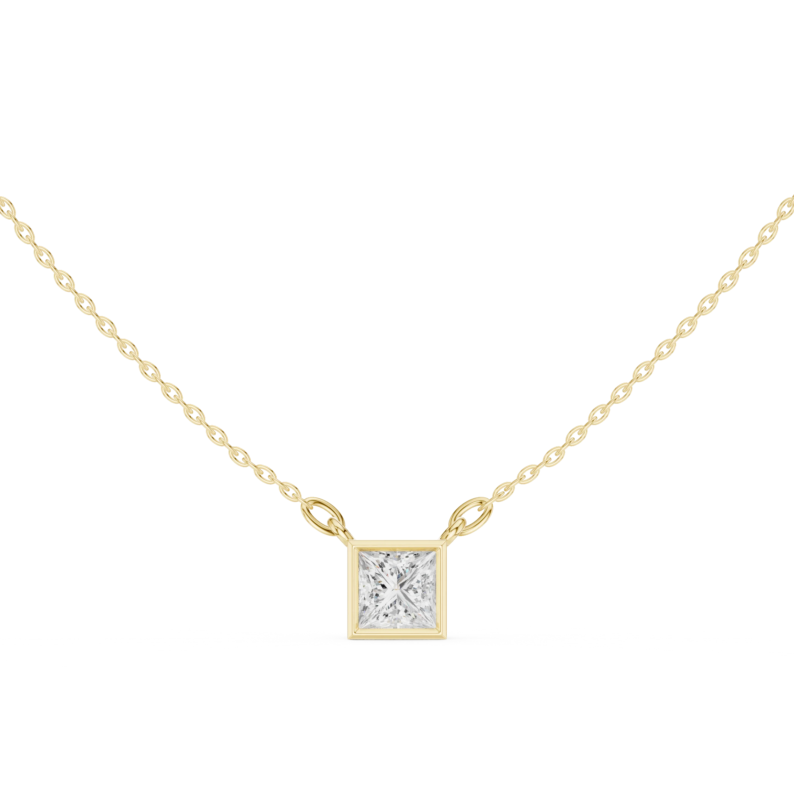 Celestia Princess Bezel Solitaire Diamond Pendant