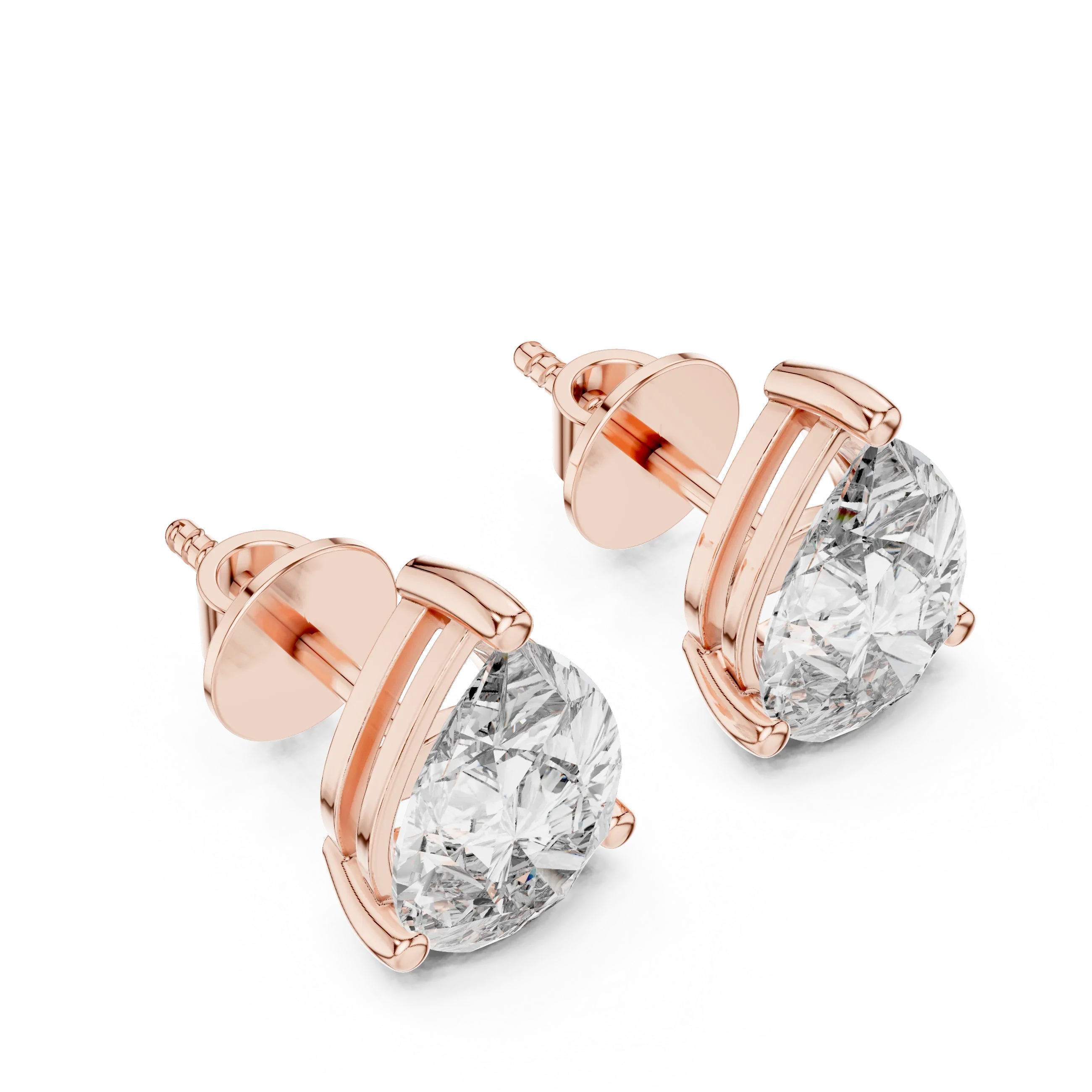 Elegant Teardrop Pear Solitaire Diamond Stud Earrings